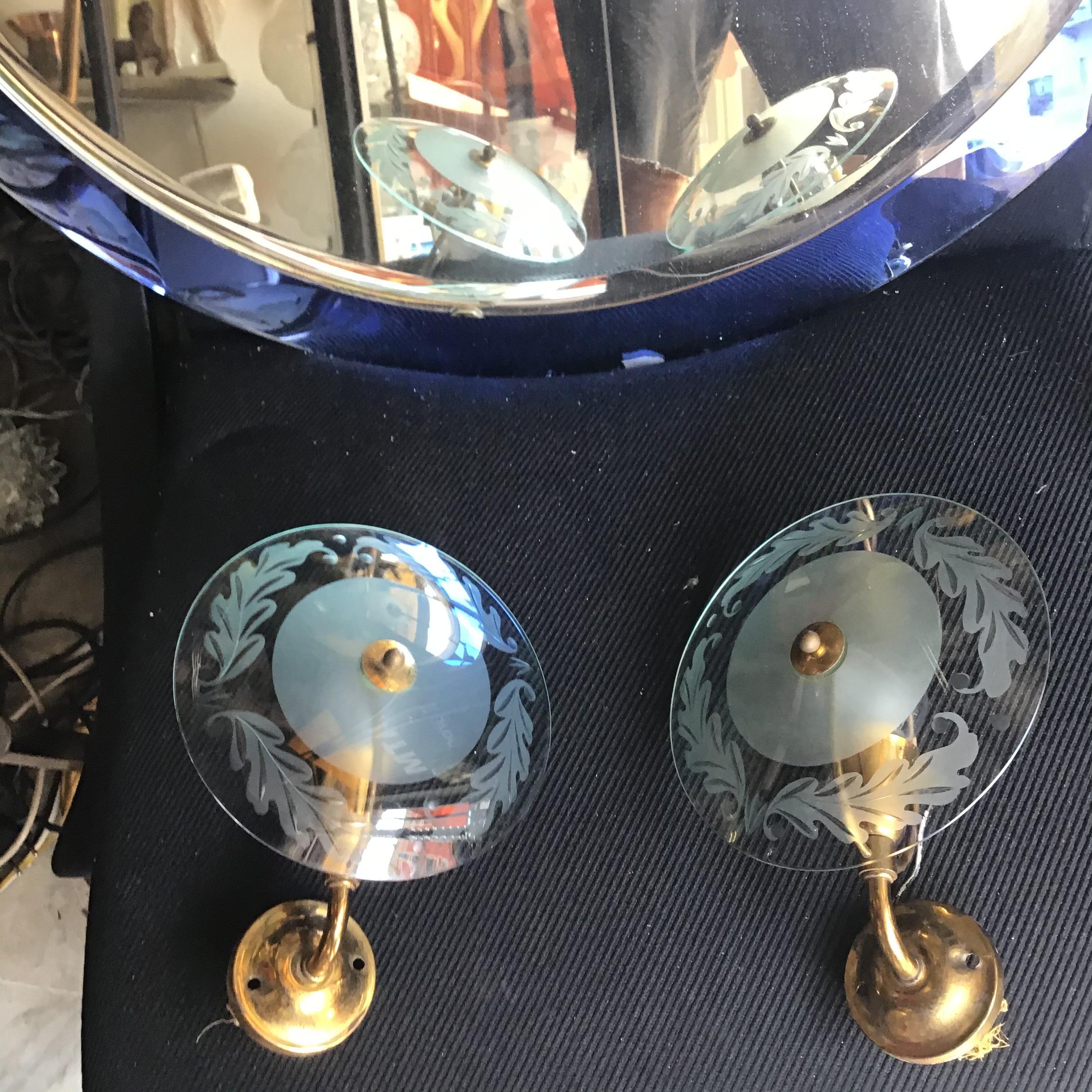 Appliques d'art Cristal Laiton Verre 1950 Italie en vente 2
