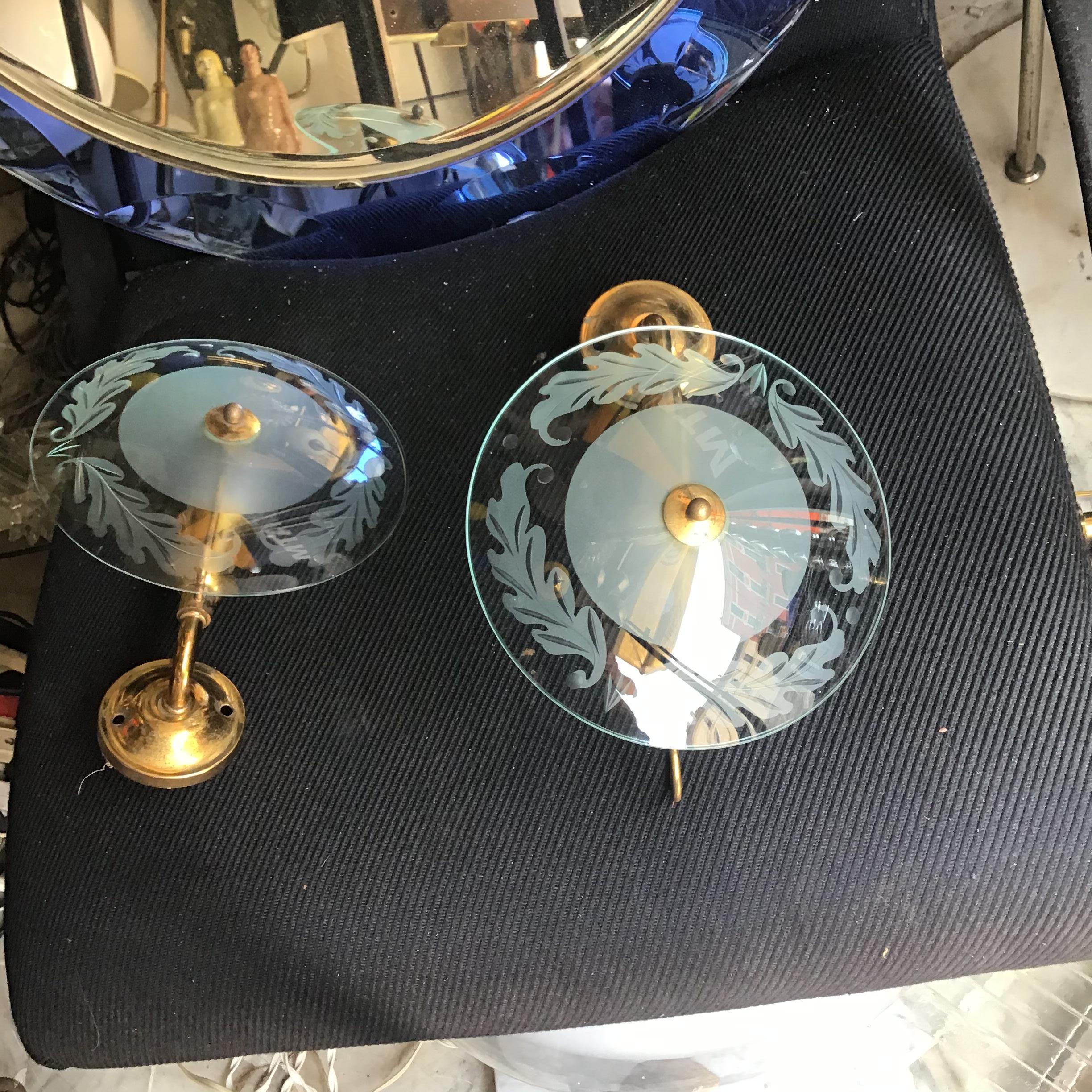 Appliques d'art Cristal Laiton Verre 1950 Italie en vente 3