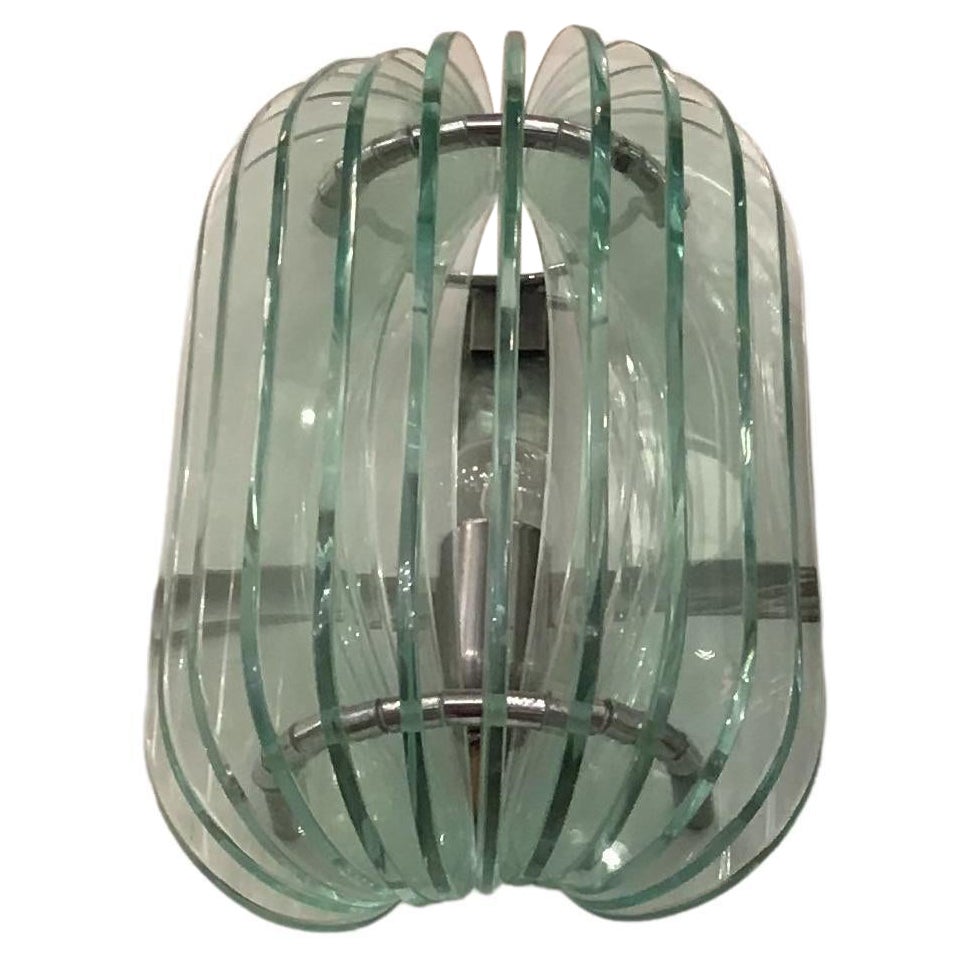 Apliques Cristal Arte Vidrio Metal Cromo, 1950, Italia