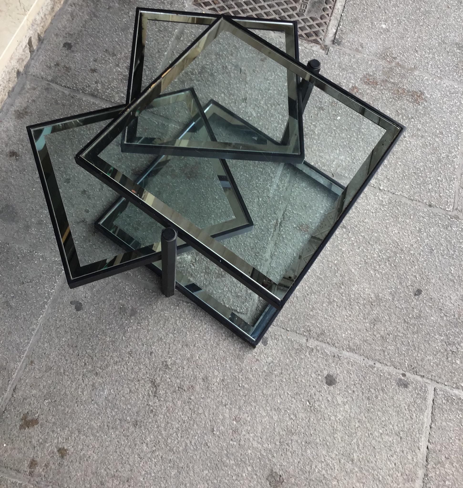 Other Cristal Art Small Table with Four Adjustable Shelves Iron Glass 1950 Italy For Sale