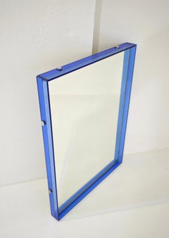 Cristal Art Miroir mural en verre bleu production Italie 60s Mid-Century Modern