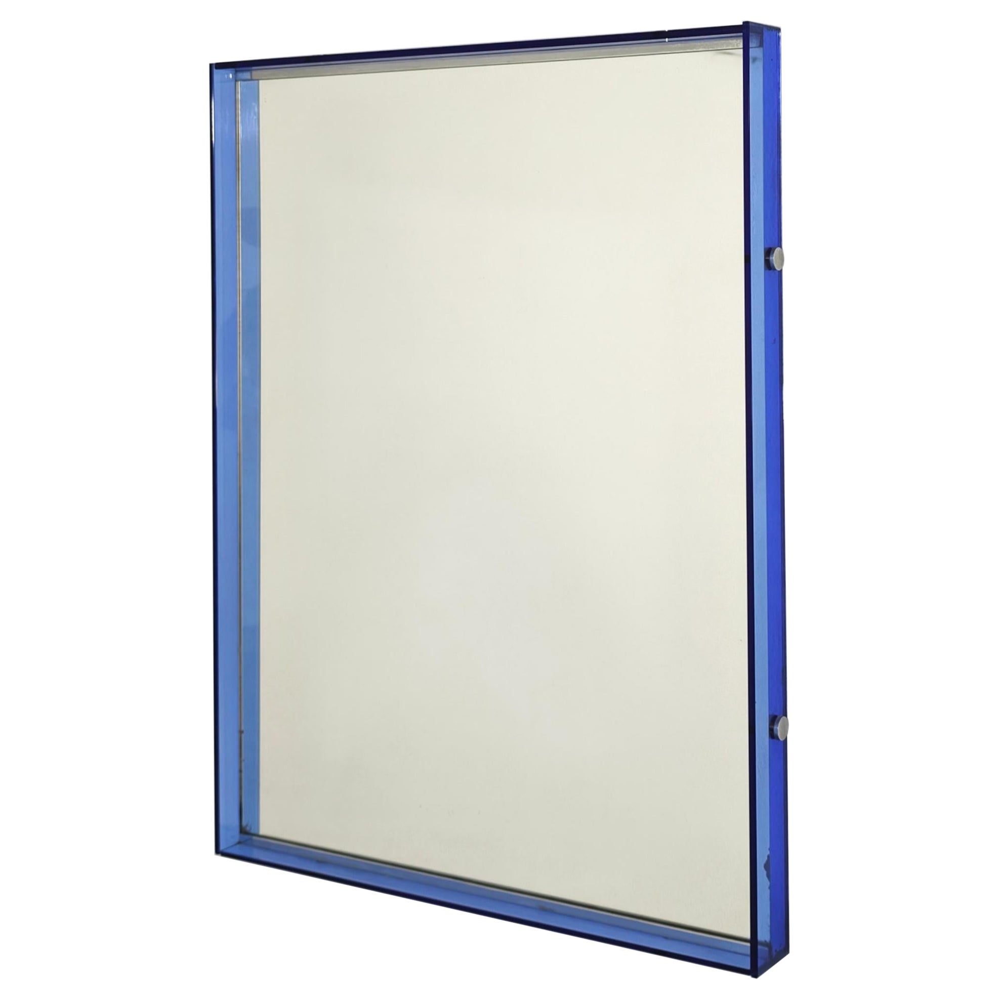 Cristal Art Blue glass wall mirror production Italy 60s Mid-Century Modern