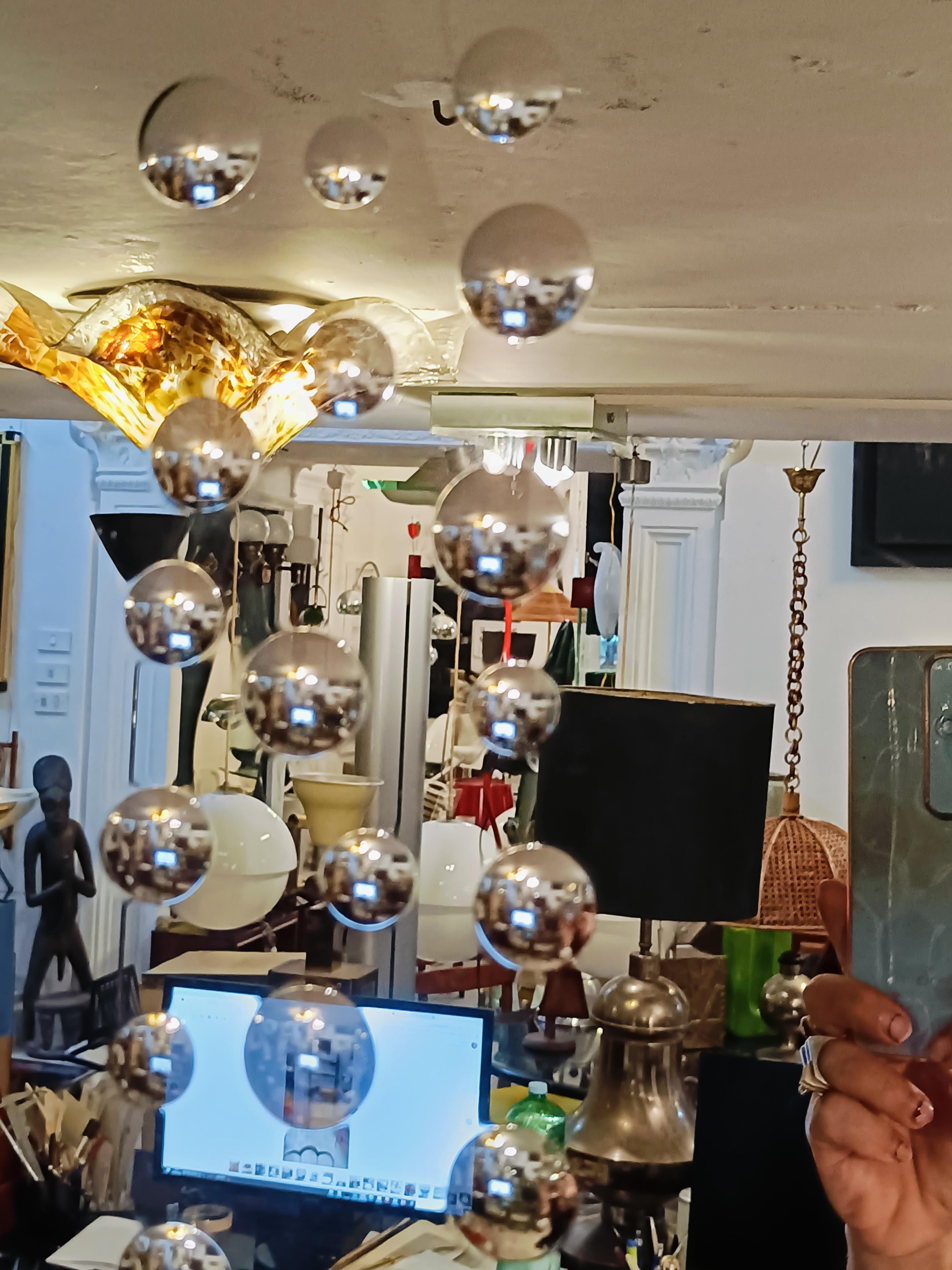 Italian Cristal Art Specchio da Parete Rettangolare con Punti Ottici, Italia 1970s in vendita