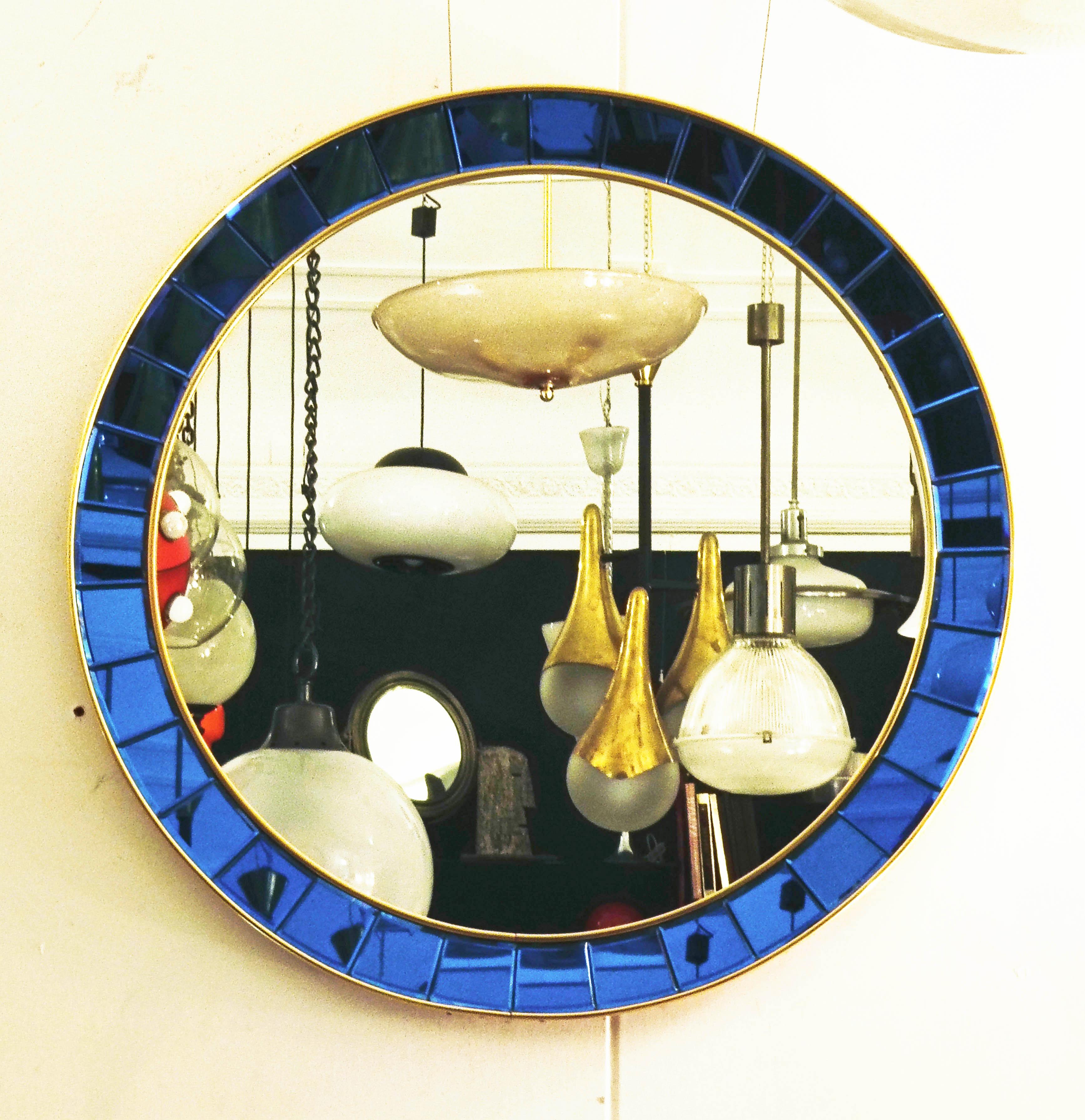 Mid-Century Modern Miroir mural rond Cristal Art Mod.2679,  Italie années 1950 en vente
