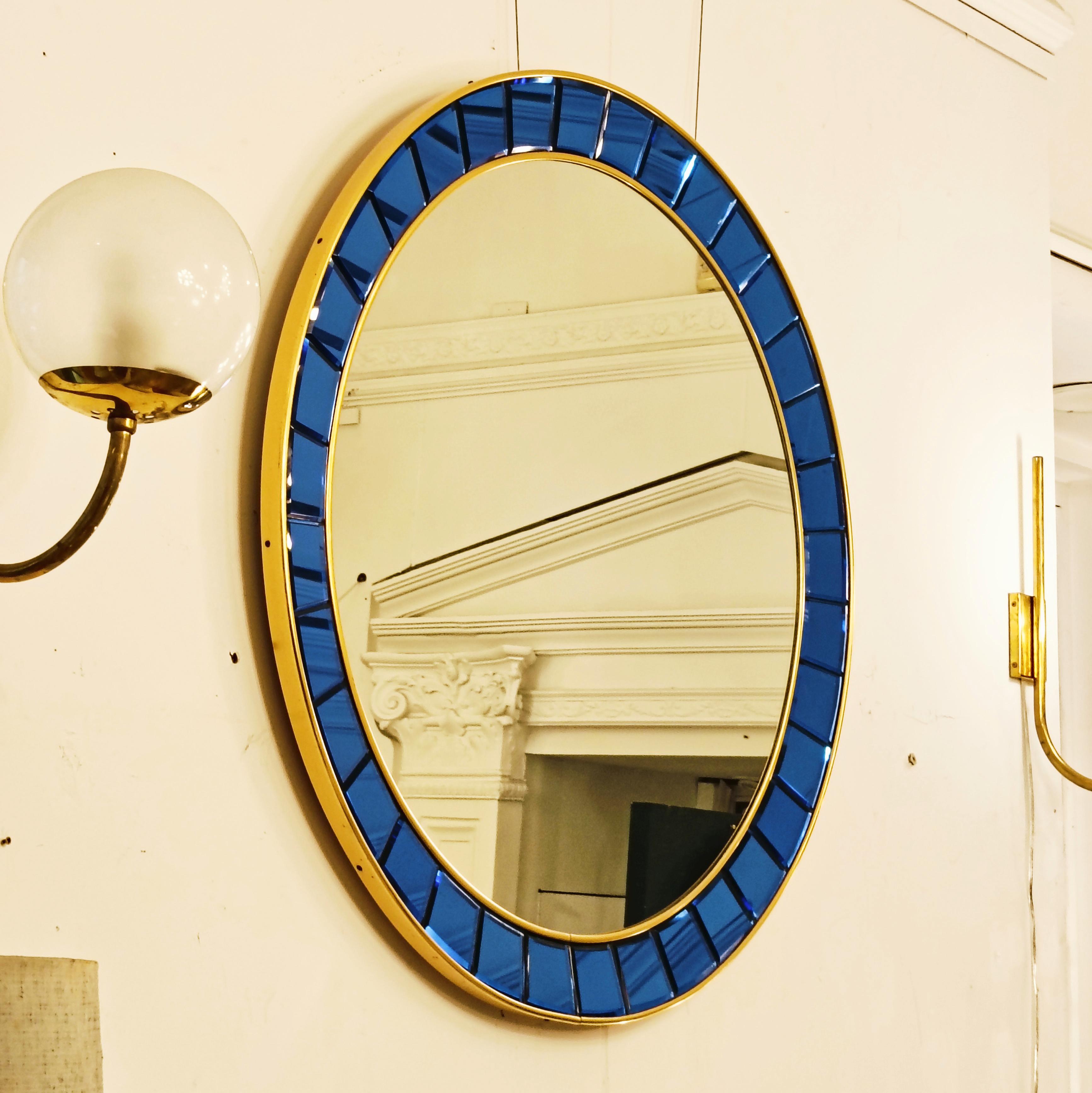 Italian Miroir mural rond Cristal Art Mod.2679,  Italie années 1950 en vente