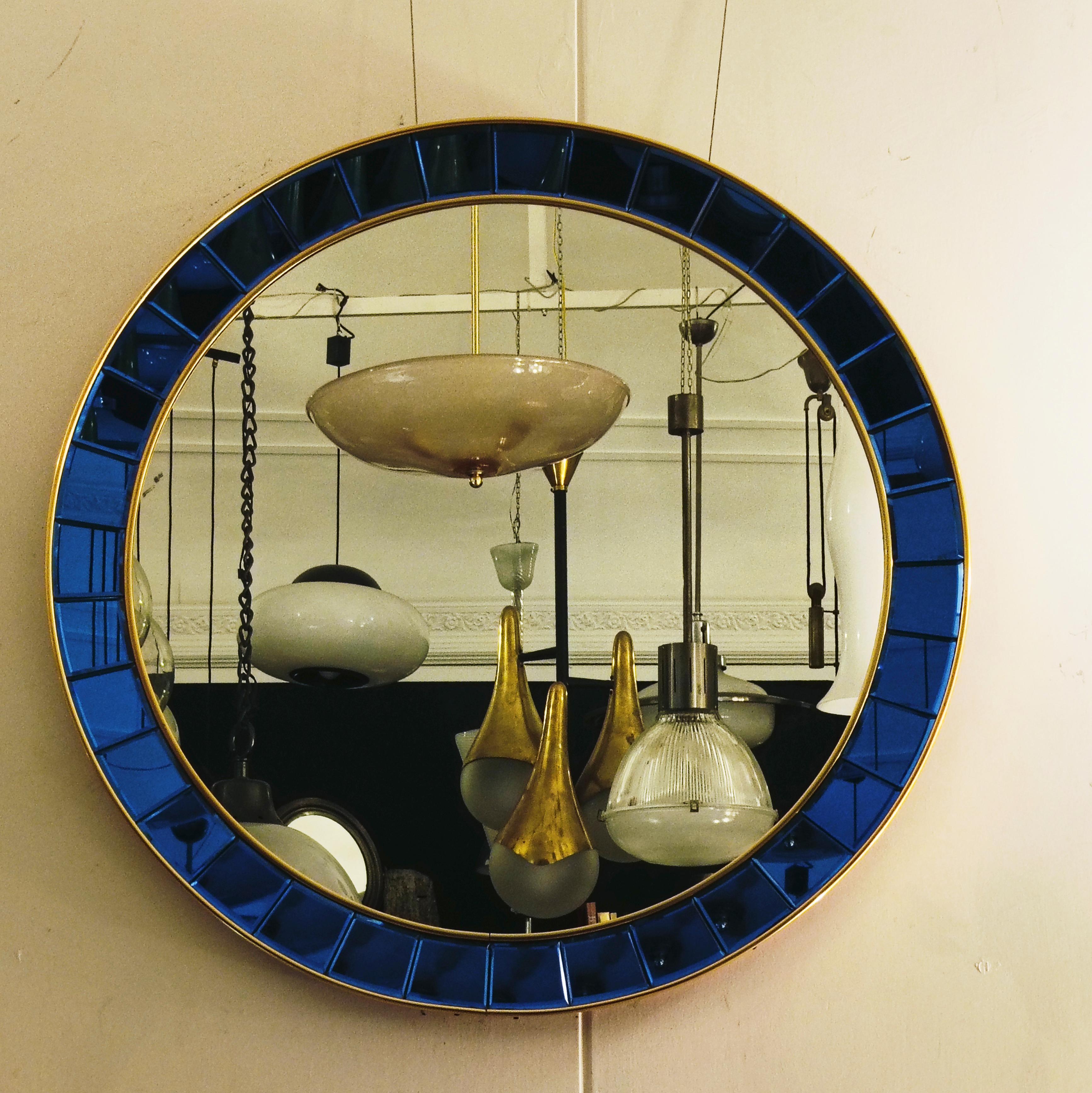 Mid-20th Century Miroir mural rond Cristal Art Mod.2679,  Italie années 1950 en vente