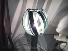 Cristal Art Table Lamp Brass Chrome Glass, 1960