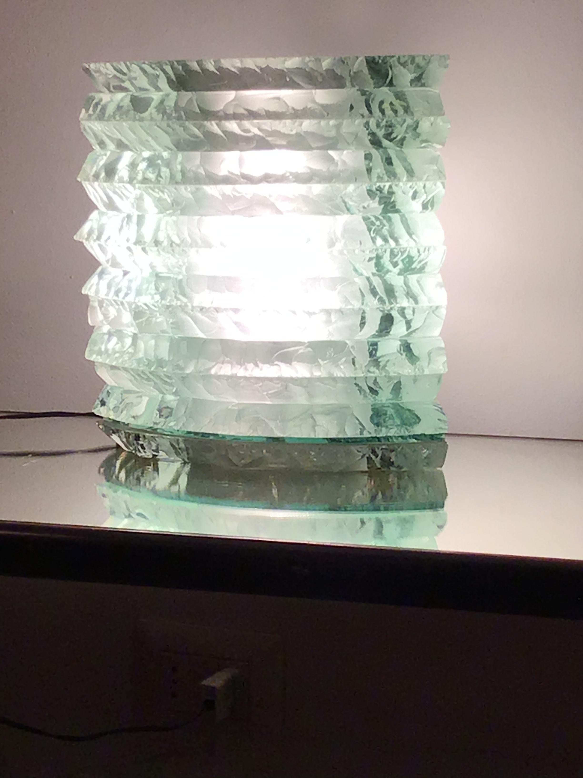 Lampe de bureau en verre d'art cristallin, 1950, Italie en vente 3