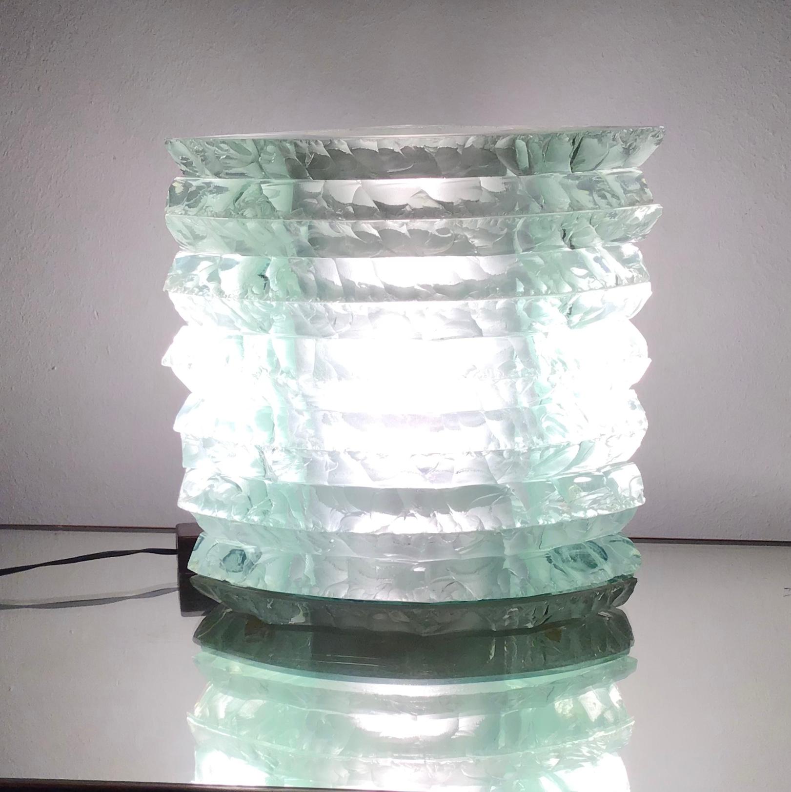 Cristal art table lamp glass, 1950, Italy.
