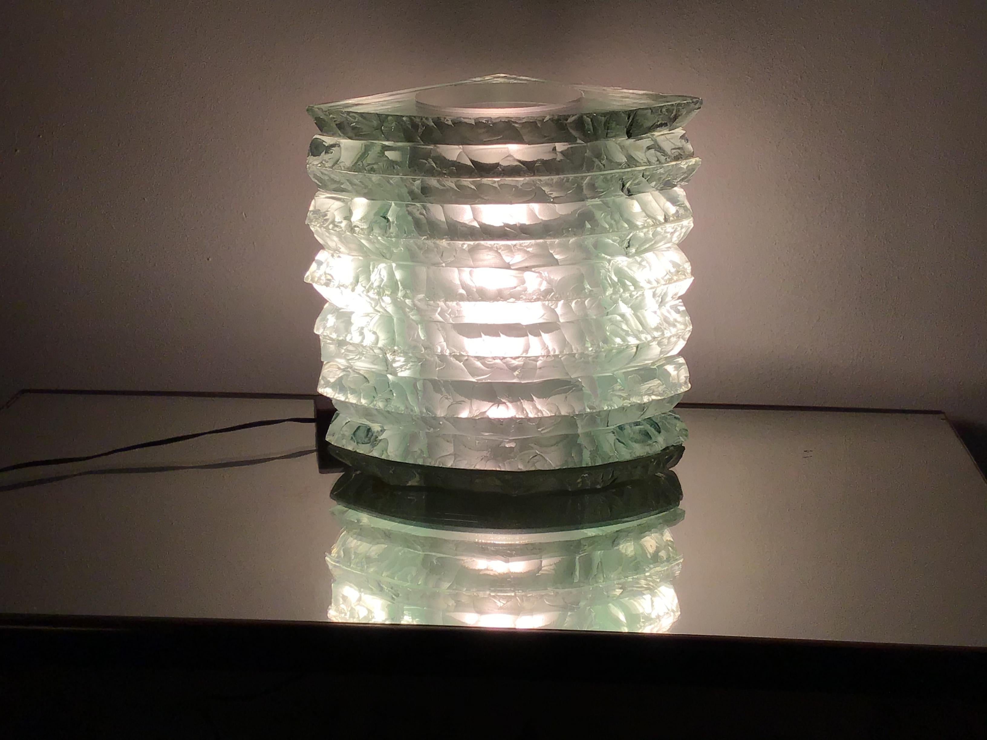 Autre Lampe de bureau en verre d'art cristallin, 1950, Italie en vente