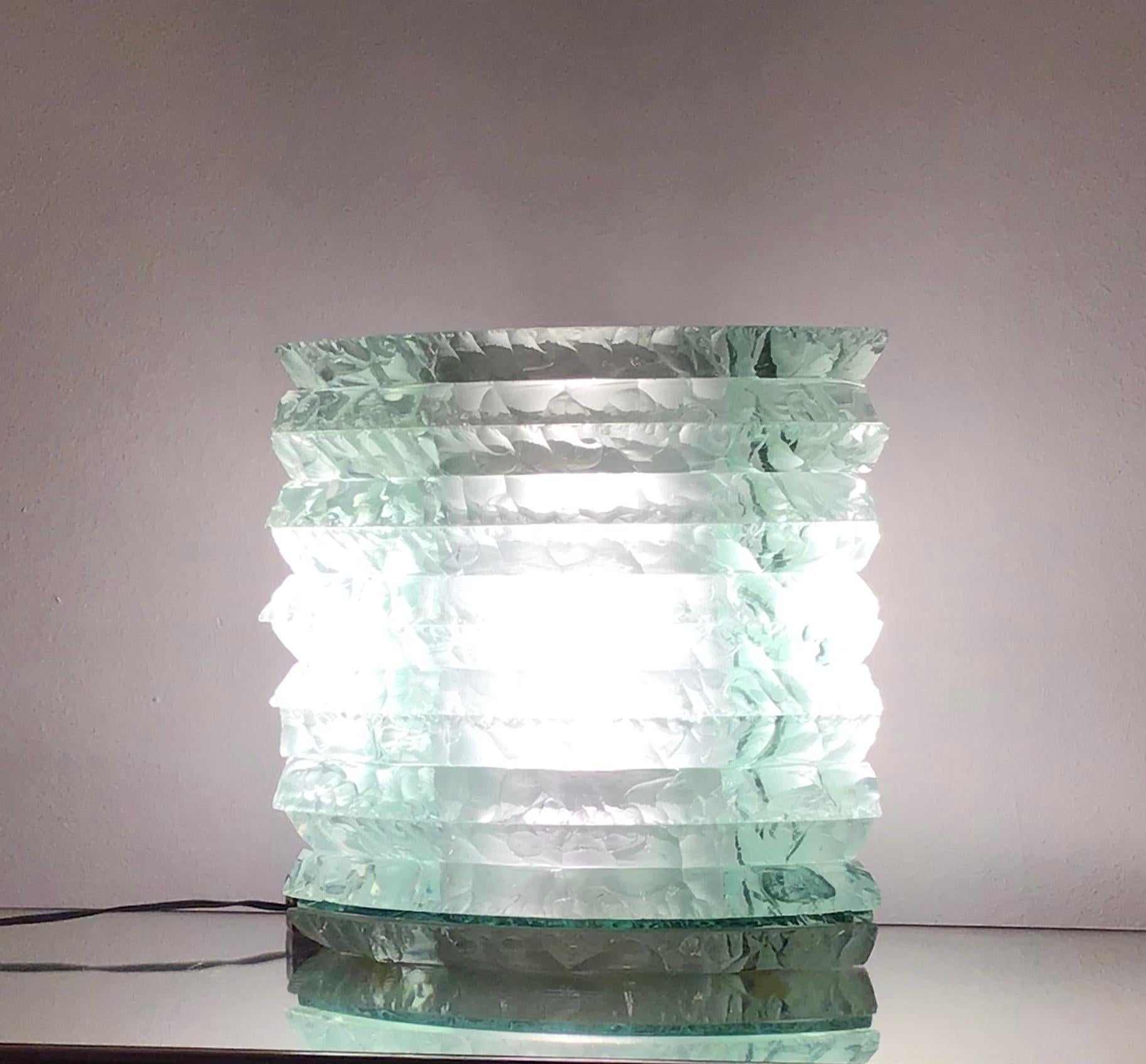 Italian Cristal Art Table Lamp Glass, 1950, Italy For Sale