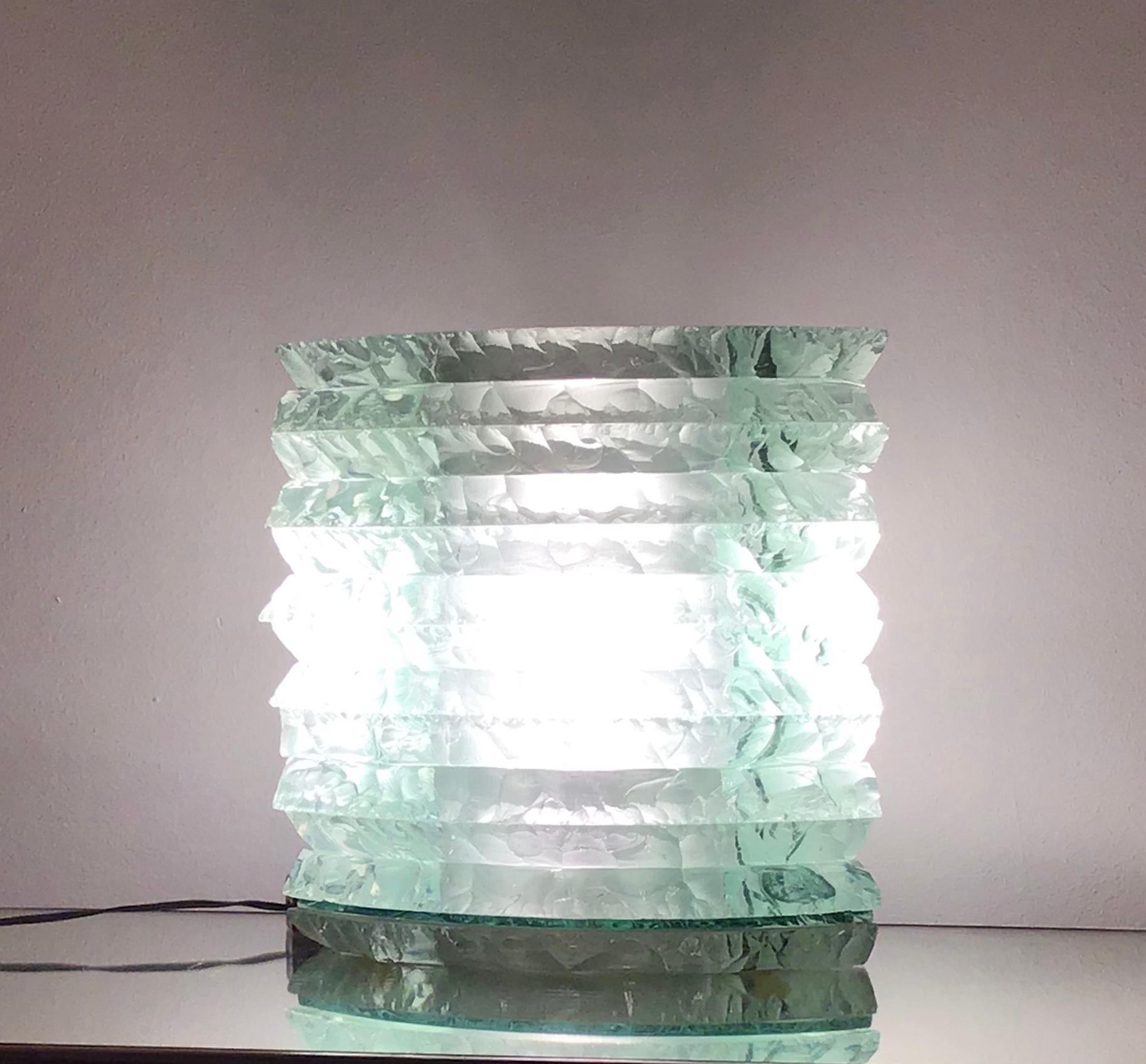 italien Lampe de bureau en verre d'art cristallin, 1950, Italie en vente