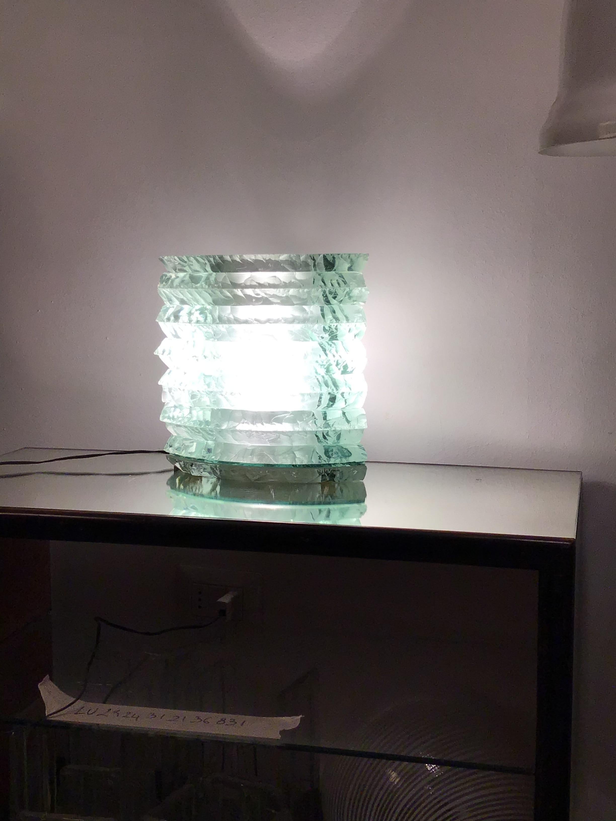 Milieu du XXe siècle Lampe de bureau en verre d'art cristallin, 1950, Italie en vente