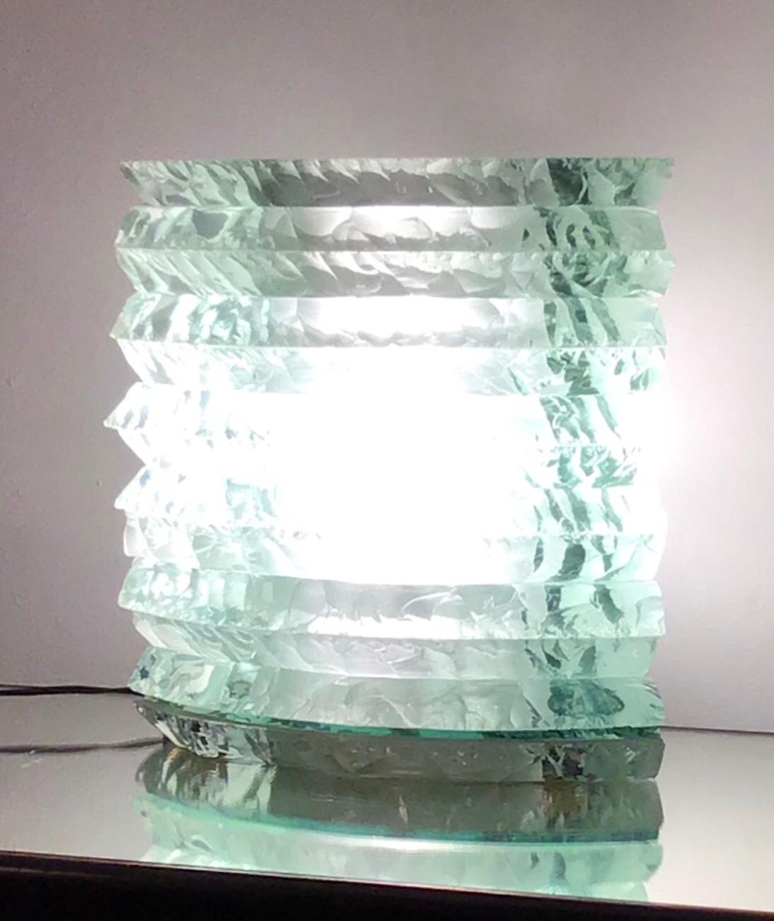 Verre Lampe de bureau en verre d'art cristallin, 1950, Italie en vente