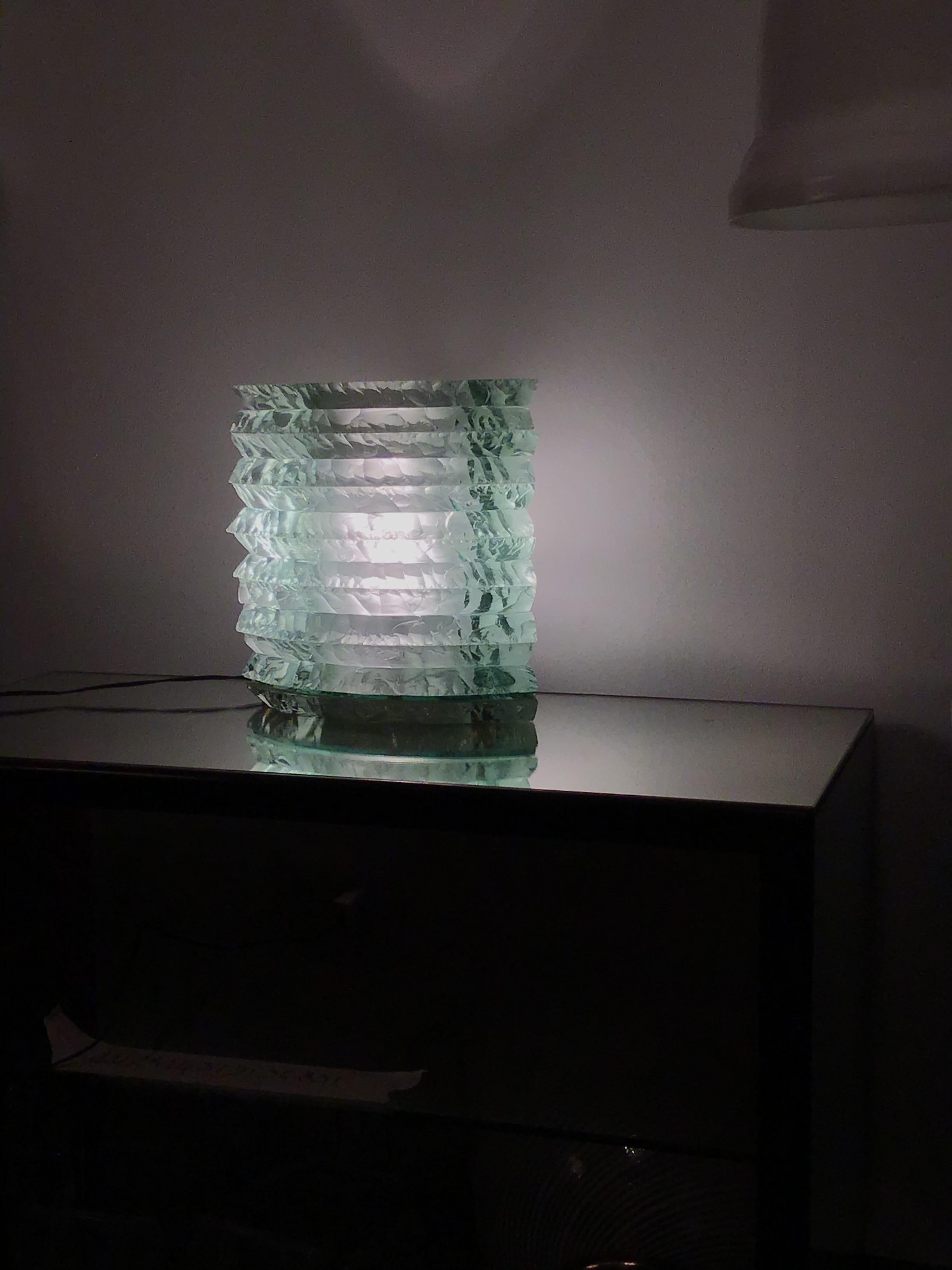 Lampe de bureau en verre d'art cristallin, 1950, Italie en vente 1