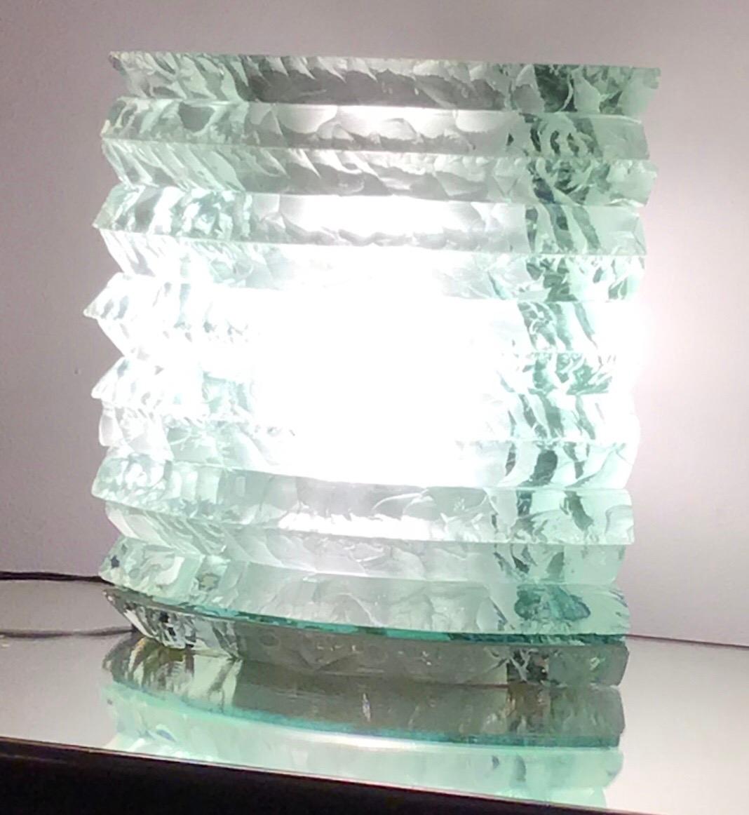 Lampe de bureau en verre d'art cristallin, 1950, Italie en vente 2