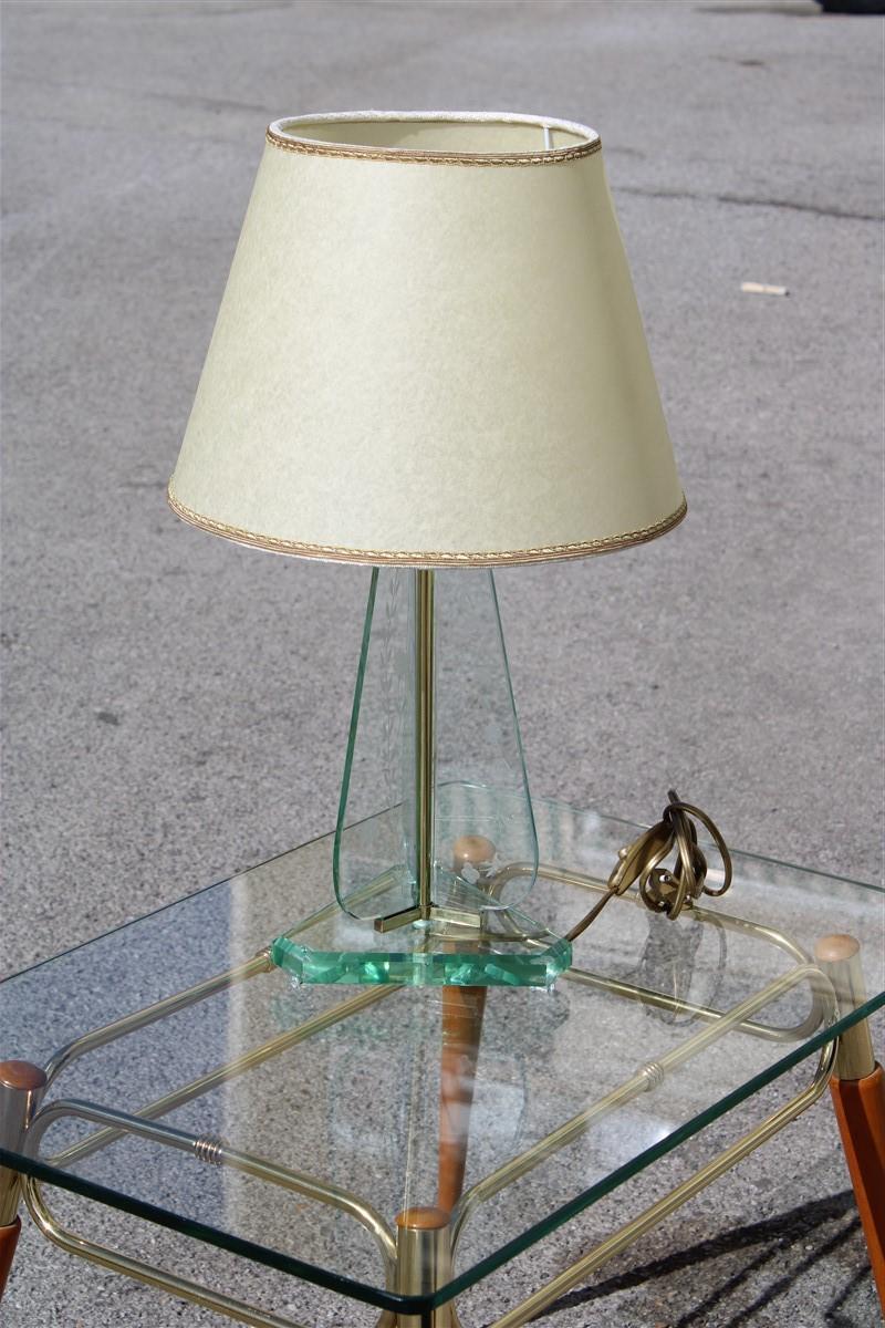 Cristal Arte Table Lamp Italian Midcentury Design Brass Part Parchment Dome 1950 For Sale 4