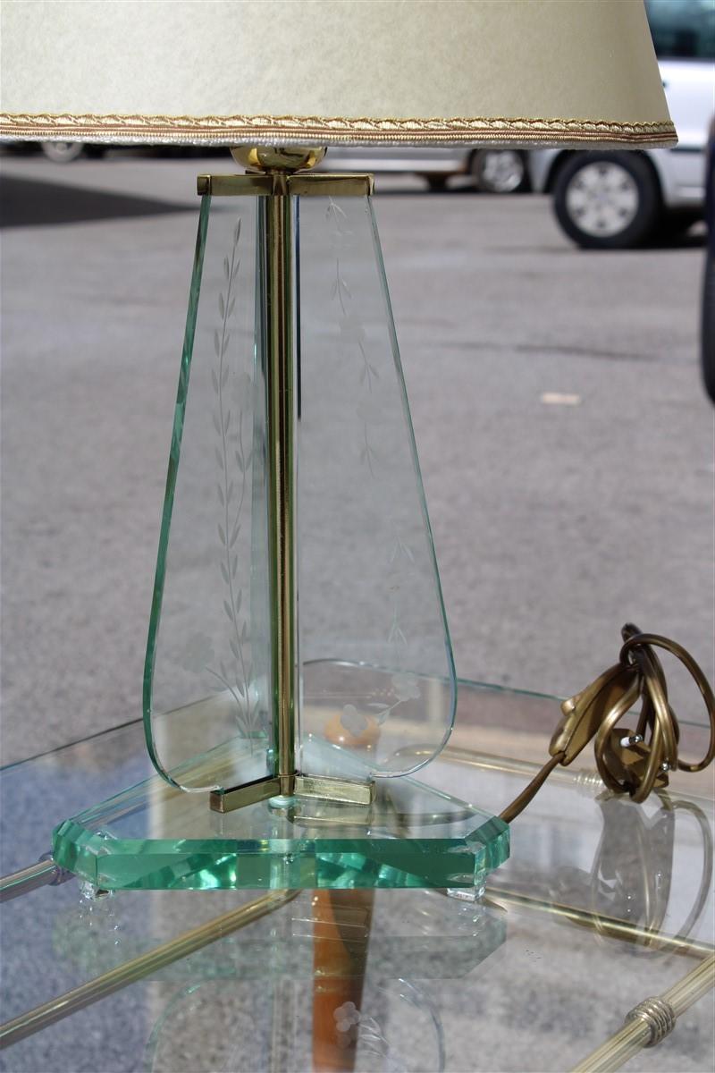 Cristal Arte Table Lamp Italian Midcentury Design Brass Part Parchment Dome 1950 For Sale 5