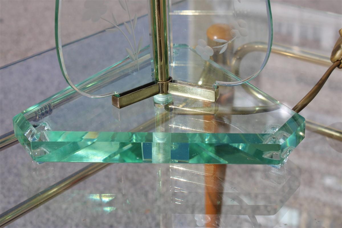 Lampe de bureau italienne Cristal Arte en forme de dôme en laiton et parchemin, design mi-siècle moderne, 1950 Bon état - En vente à Palermo, Sicily