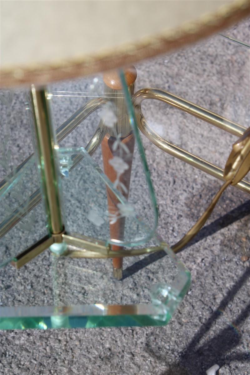 Cristal Arte Table Lamp Italian Midcentury Design Brass Part Parchment Dome 1950 For Sale 1