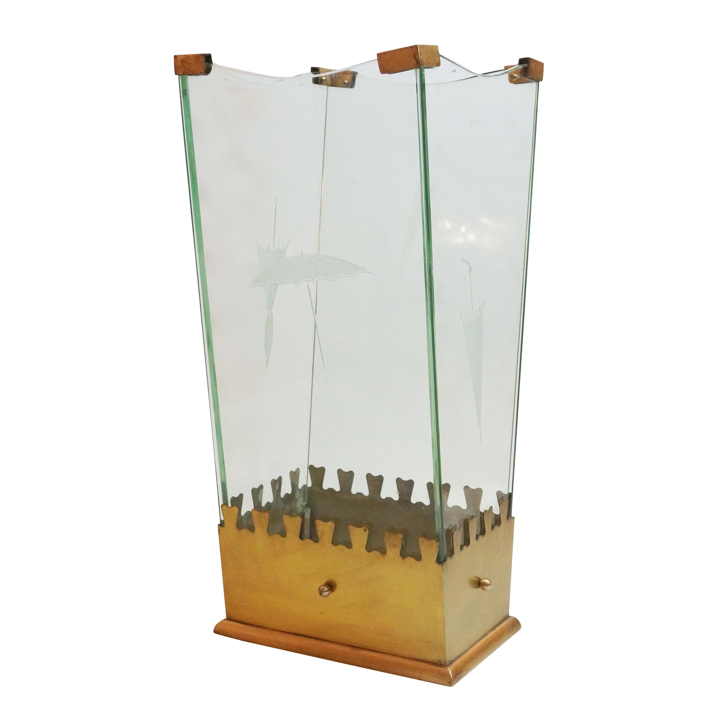 Mid-Century Modern Cristal Art Umbrella Stand, Italy, 1960s For Sale