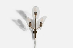 Cristal Art, Wall Light, Brass, Glass, Turin, Italy, 1940s