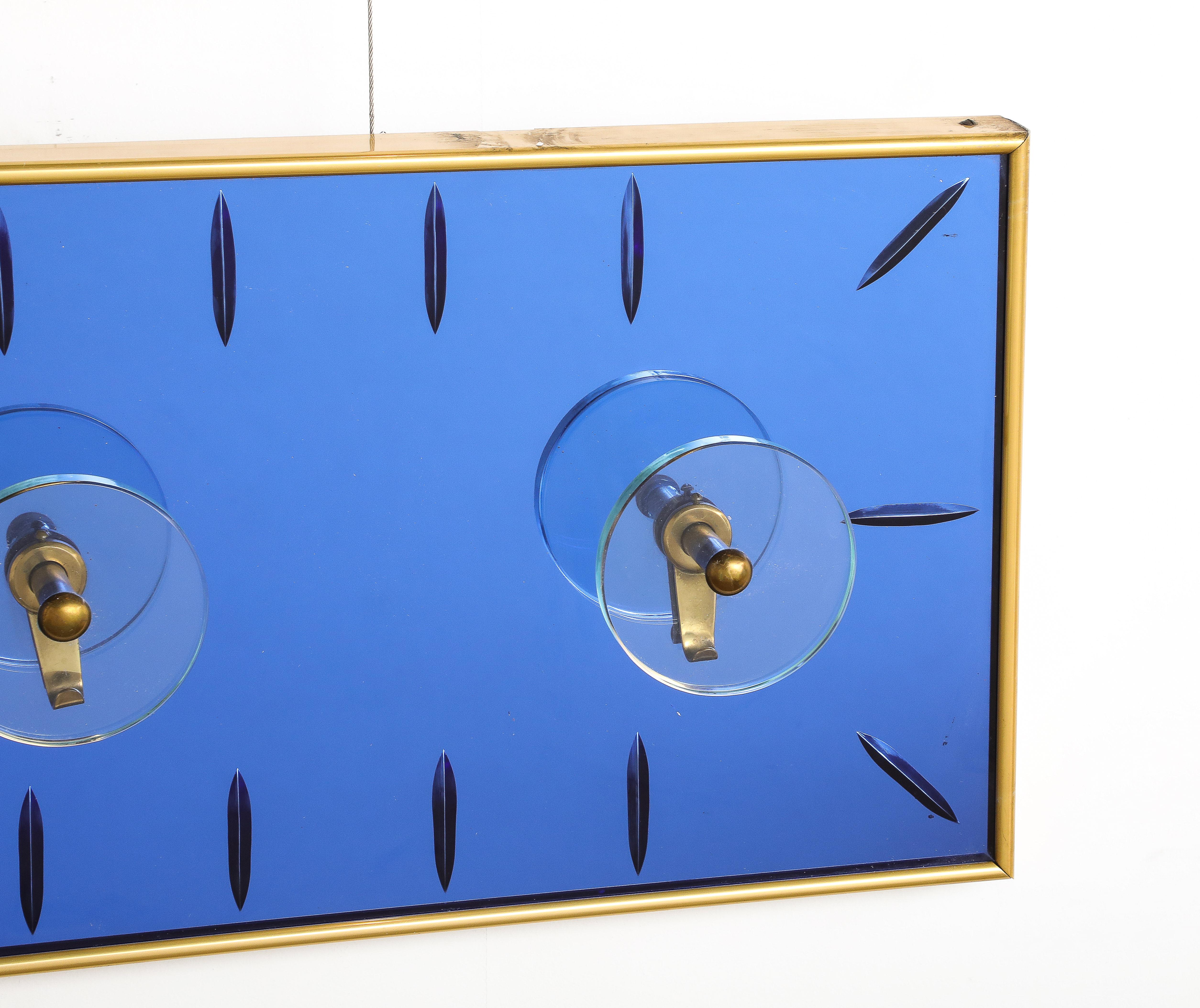 Cristal Art Wall Mounted Blue Glass Coat or Hat Rack, Turin Italy, circa 1950's  For Sale 3