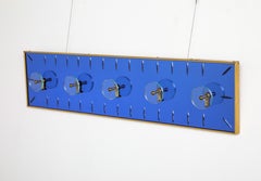 Cristal Art Wall Mounted Blue Glass Coat or Hat Rack, Turin Italy, circa 1950's