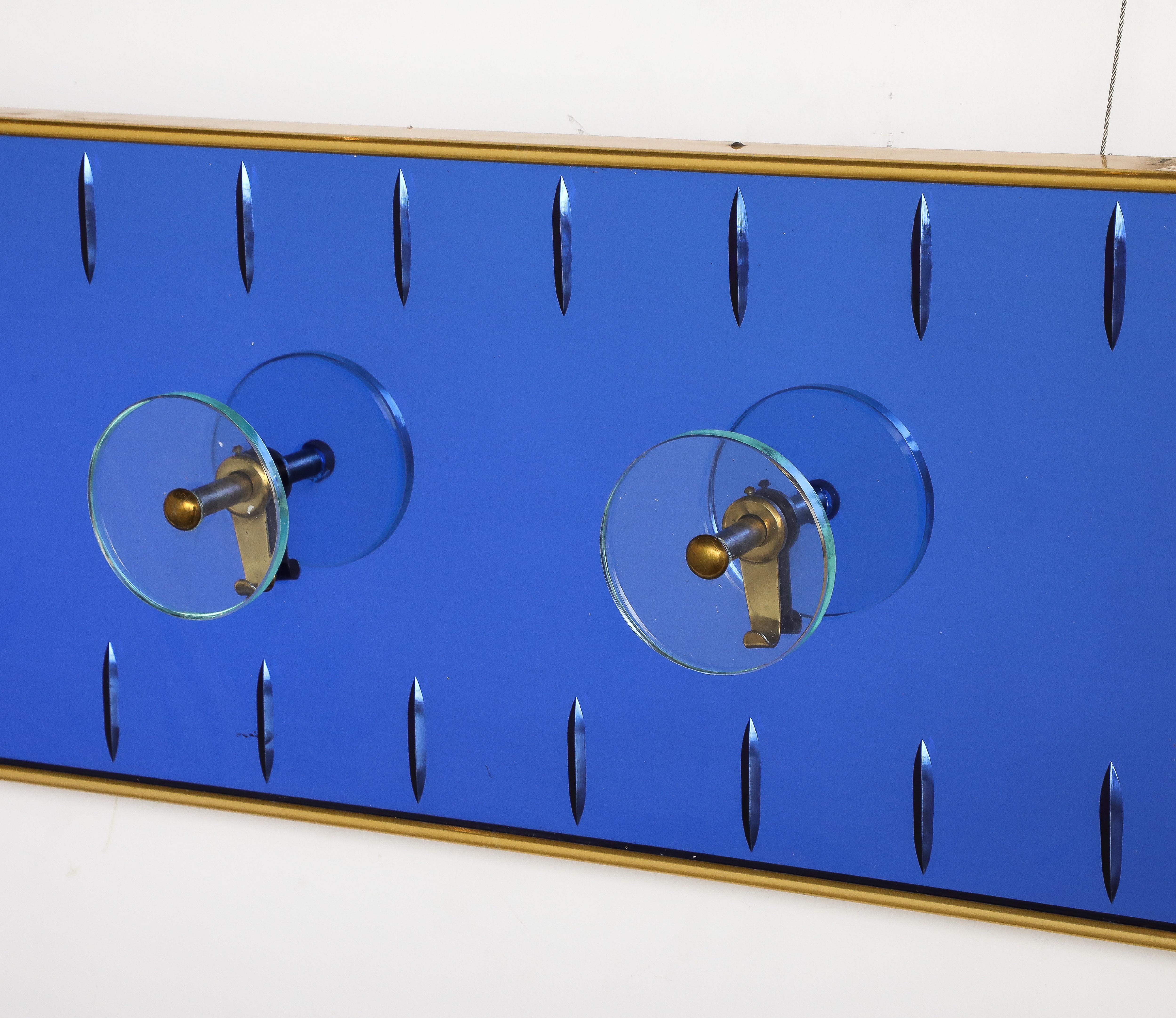 Cristal Art Wall Mounted Blue Glass Coat or Hat Rack, Turin Italy, circa 1950's  For Sale 1