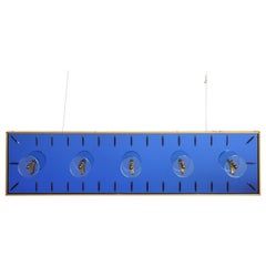 Cristal Art Wall Mounted Blue Glass Coat or Hat Rack, Turin Italy, circa 1950's