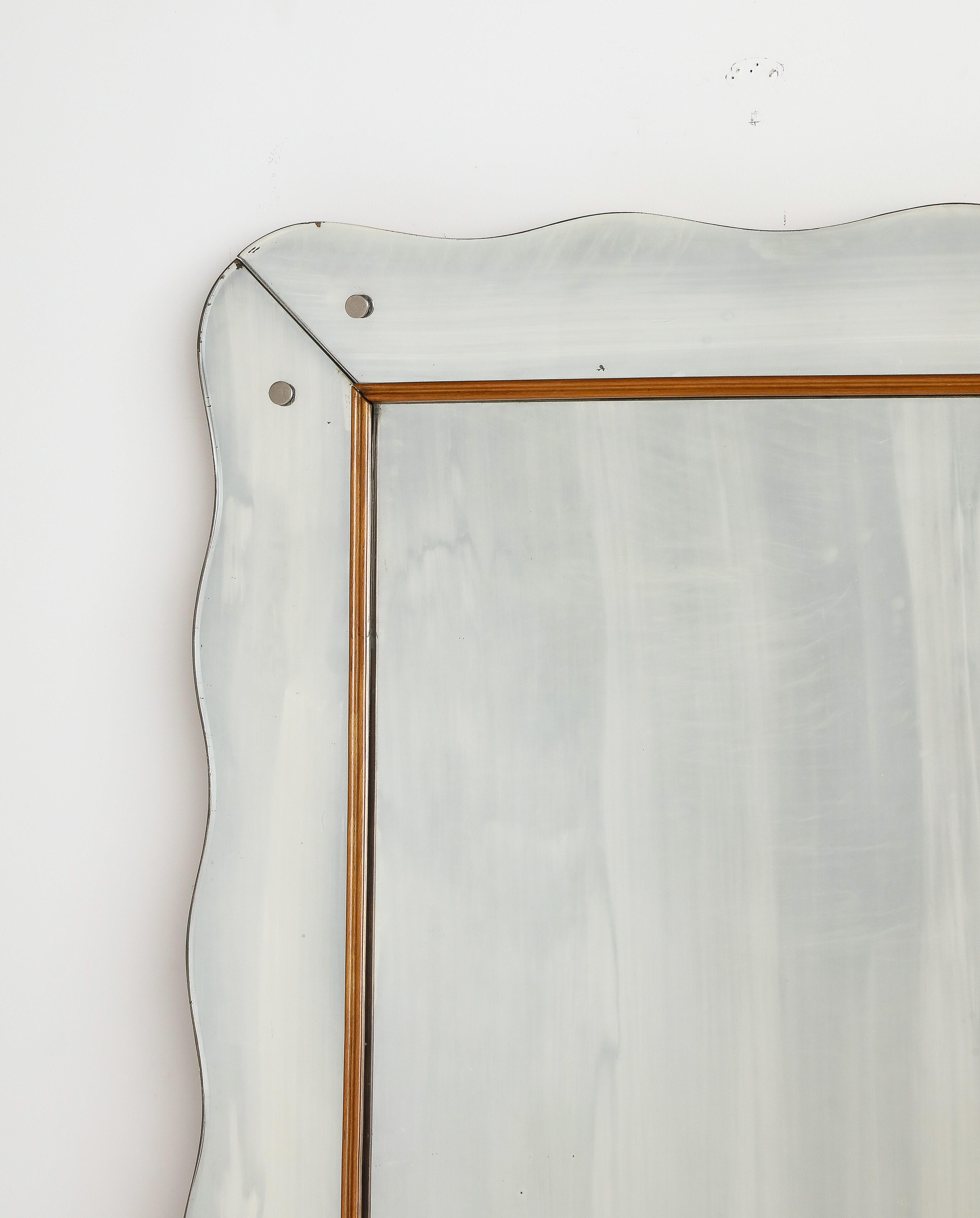 Cristal Art Wood and Glass Wall Mirror, Turin, Italy, circa 1940's  For Sale 6