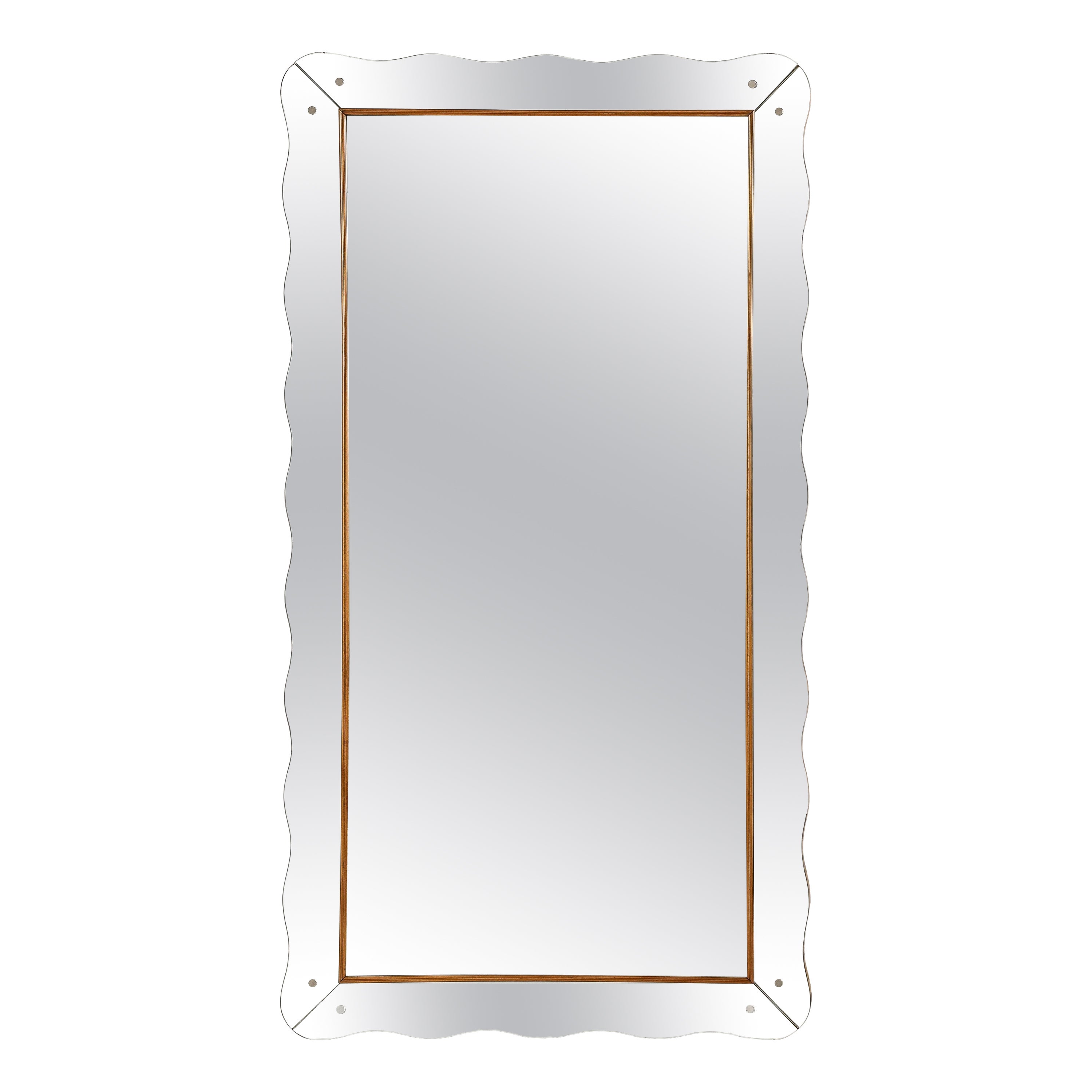 Cristal Art Wood and Glass Wall Mirror, Turin, Italy, circa 1940's