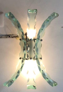 Cristal Arte Appliqués Glass Metal Crome, 1950, Italy