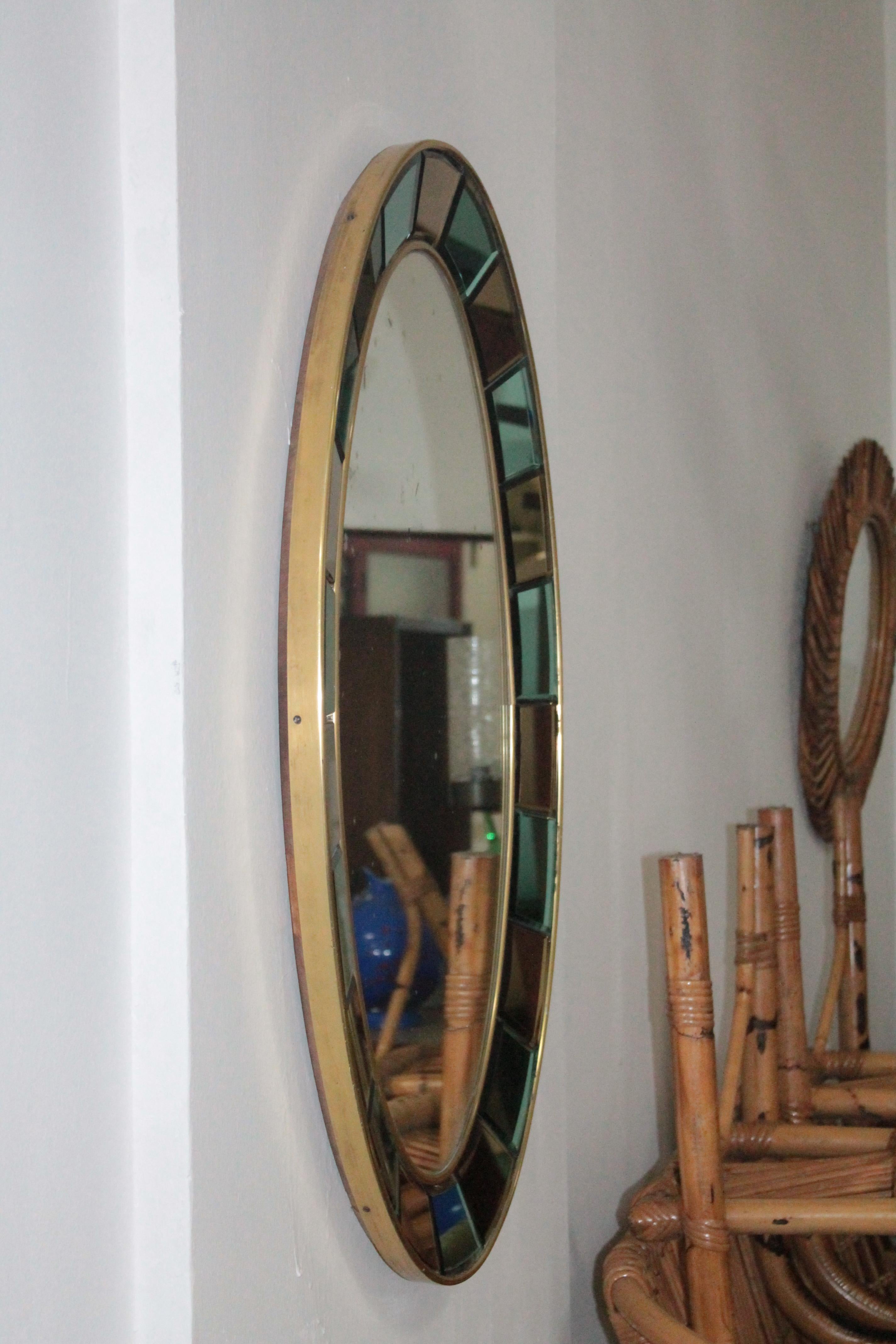 Cristal Arte Bicolour Model 2727 Oval Wall Mirror, Italian 1960s Artglass 3