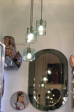 Cristal Arte Chandelier Glass Brass Metal, 1950, Italy