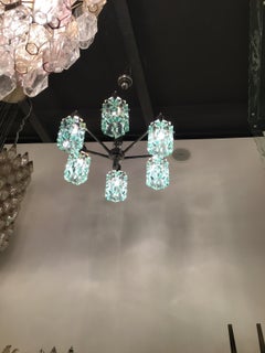 Cristal Arte Chandelier glass Metal Crome 1950 Italy