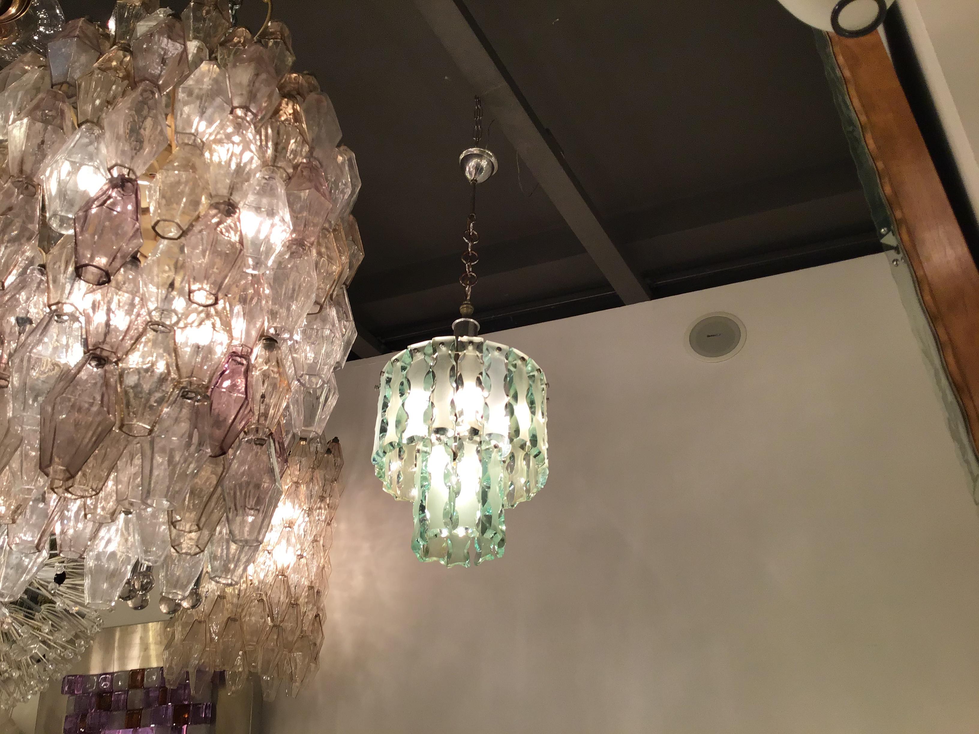Other Cristal Arte Chandelier Glass Metal Crome, 1960, Italy For Sale