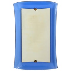 Cristal Arte Cobalt Blue Curved Wall Mirror, Model # 2712, 1962