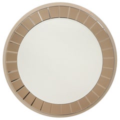 Specchio circolare in vetro grigio sfaccettato di Cristal Arte, circa 1960
