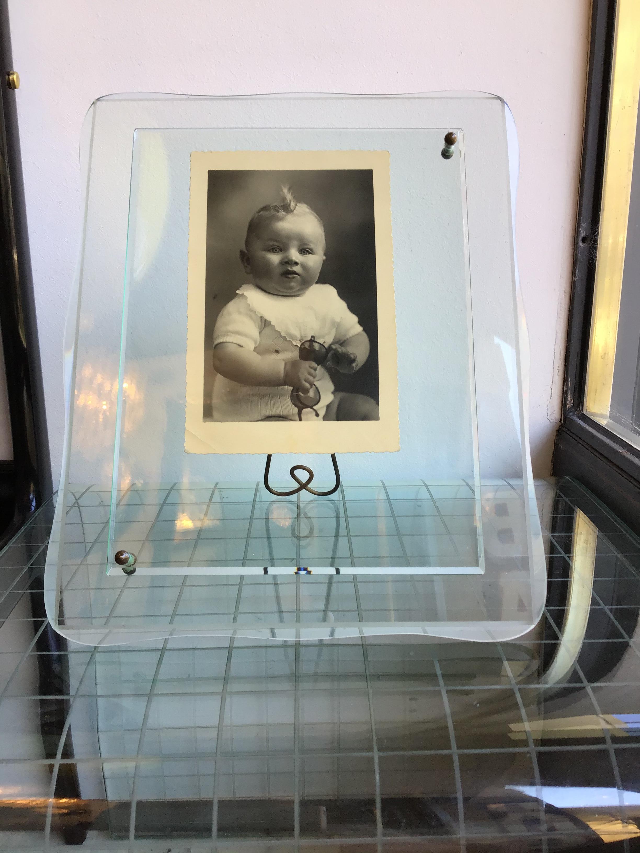 Cristal Arte Frame Glass Brass, 1955, Italy 3