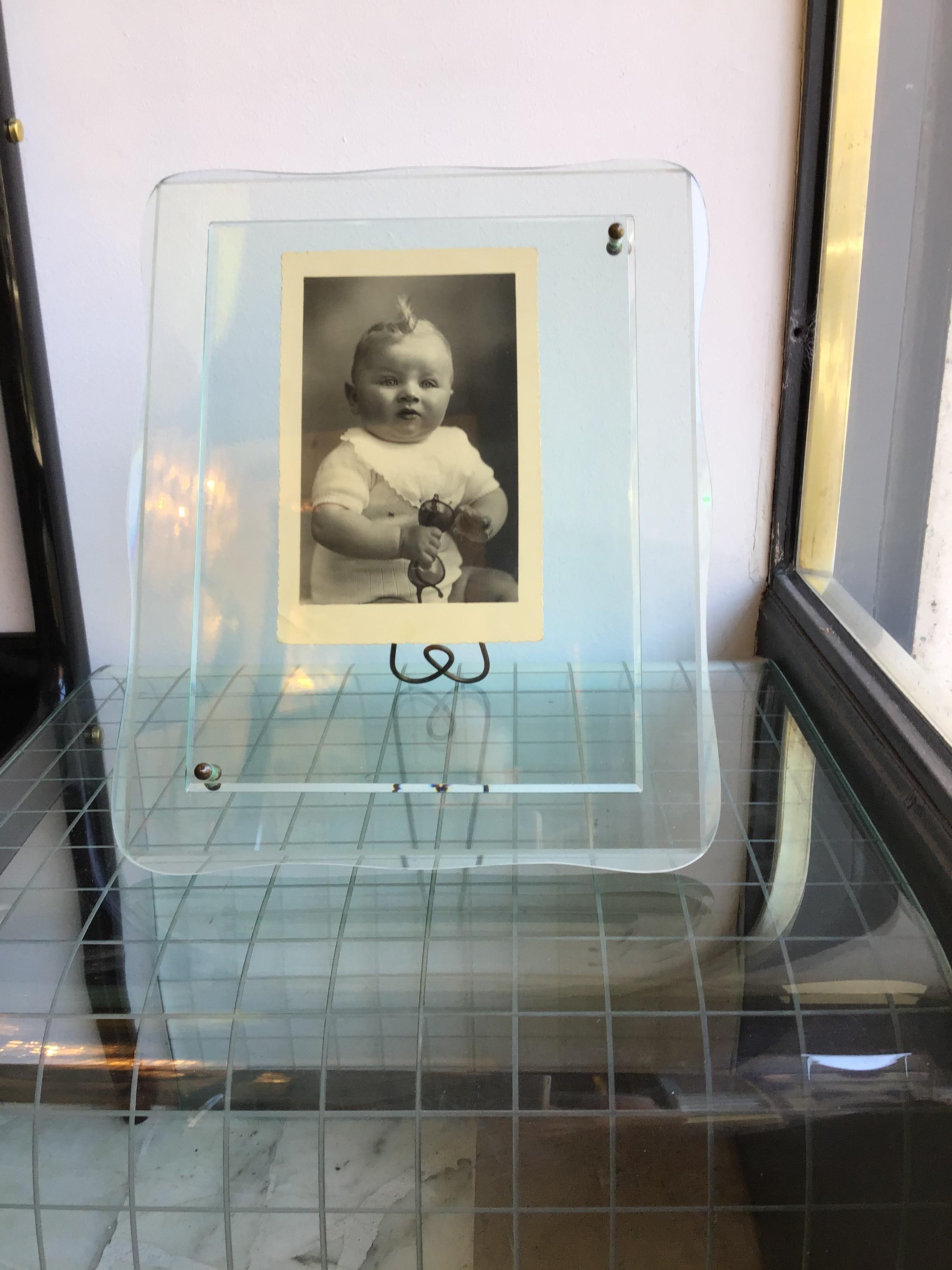 Cristal Arte Frame Glass Brass, 1955, Italy In Excellent Condition In Milano, IT