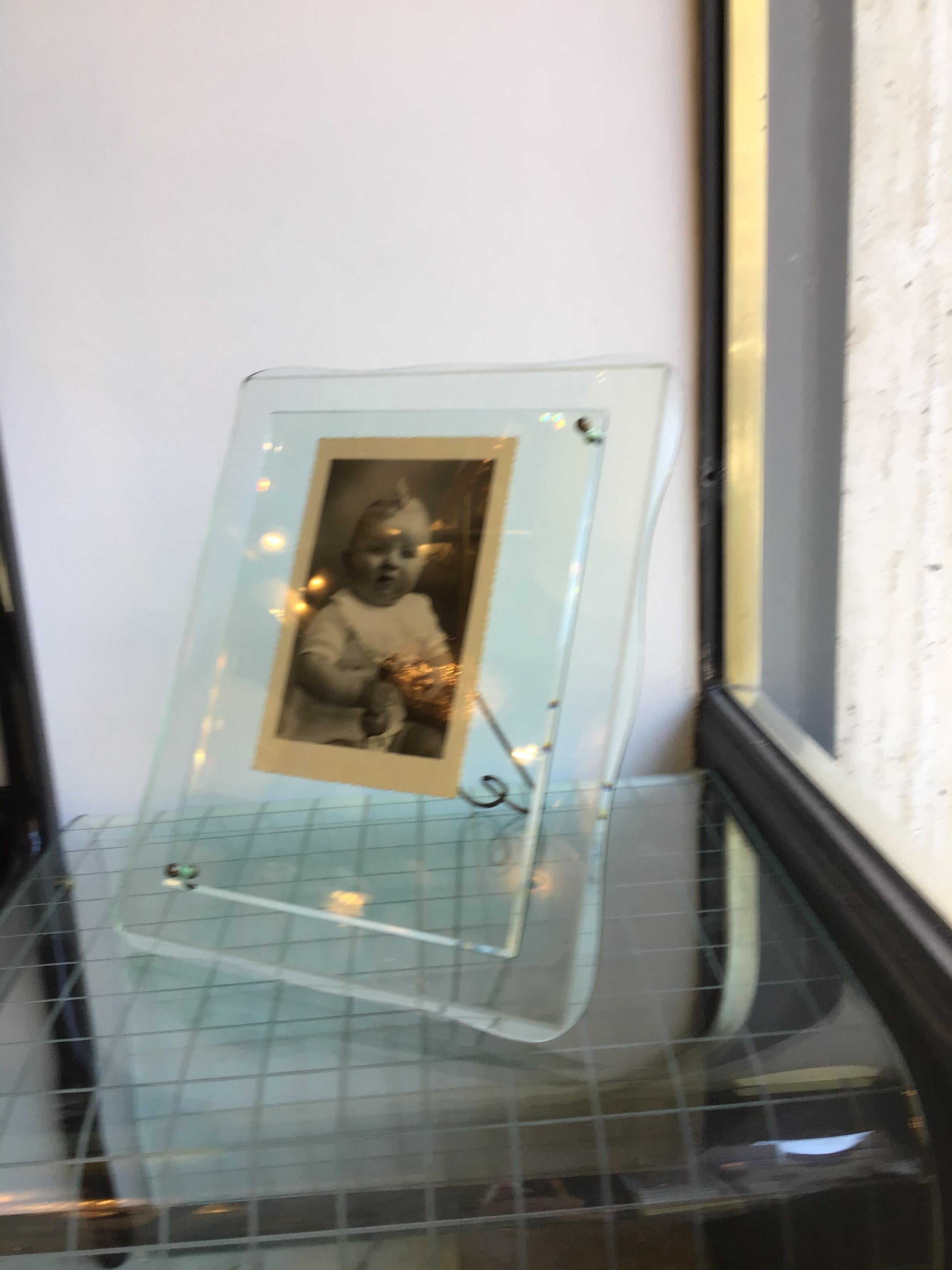 Cristal Arte Frame Glass Brass, 1955, Italy 2