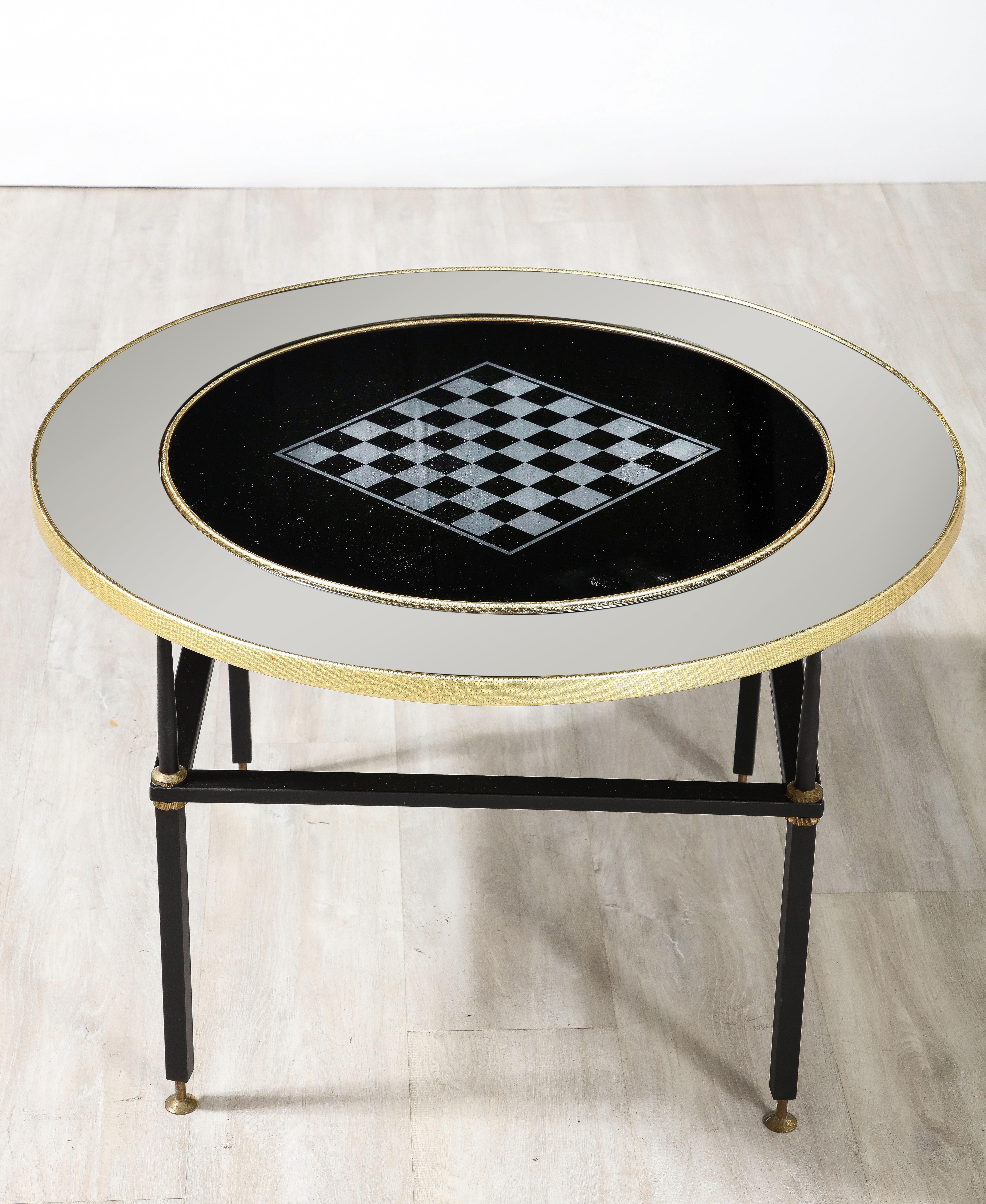 Mid-20th Century Cristal Arte Glass Table with Chess Board and Musical Motif, circa 1955 For Sale