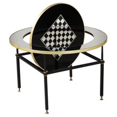 Cristal Arte Glass Table with Chess Board and Musical Motif, circa 1955