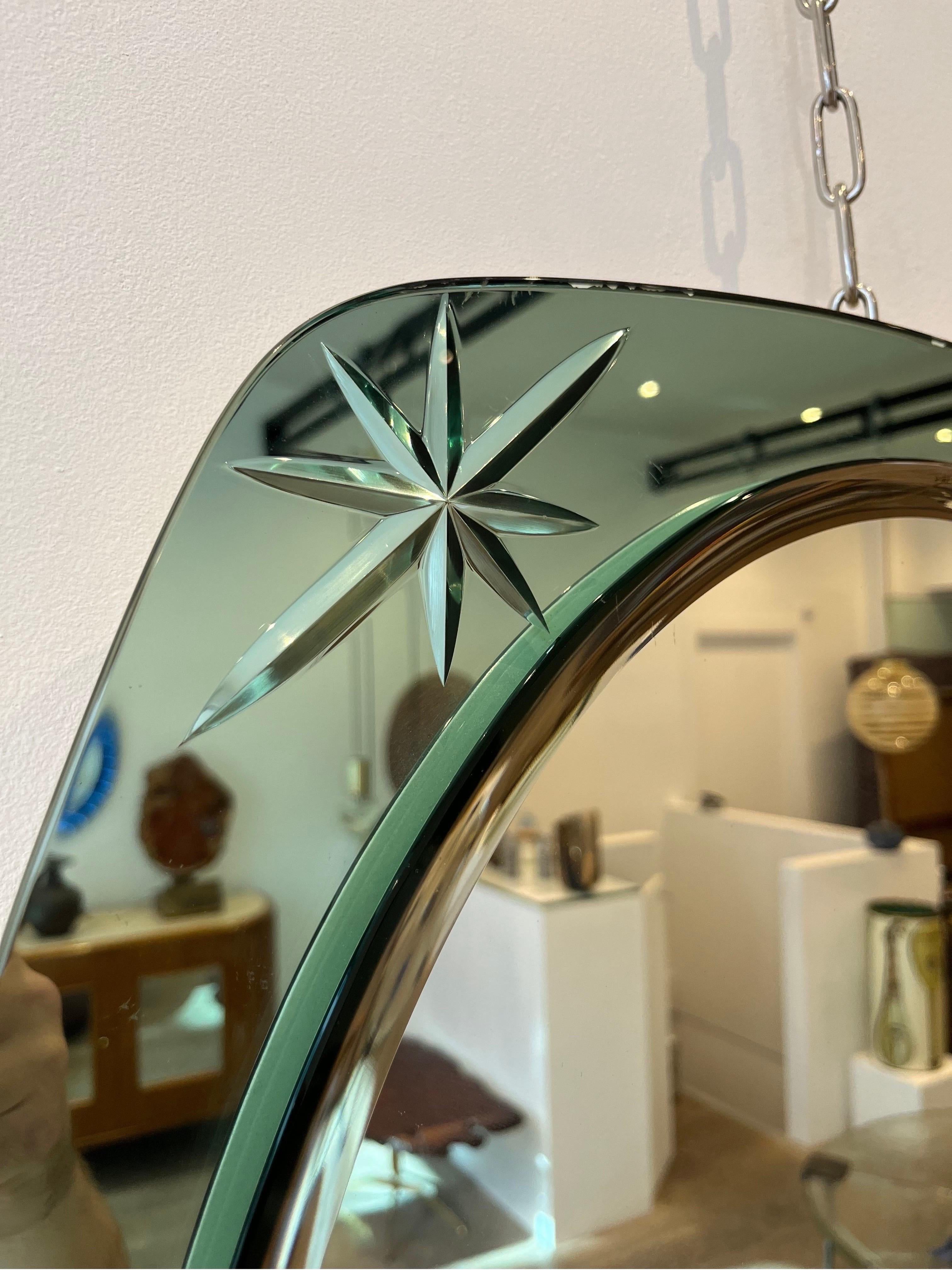 Italian Cristal Arte Green Mirror, 1950s, Italy For Sale