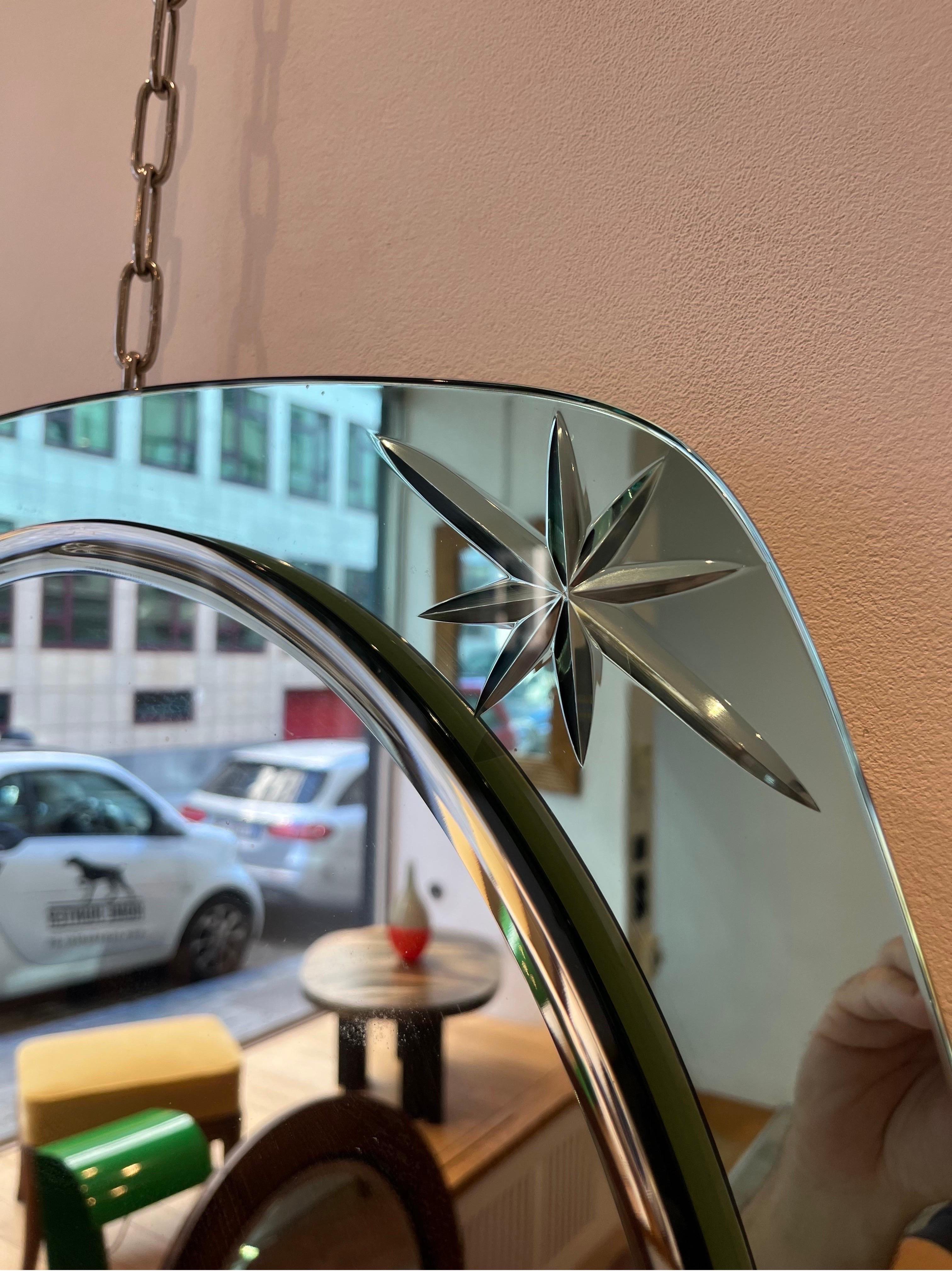 Cristal Arte Green Mirror, 1950s, Italy In Good Condition For Sale In Brussels, BE