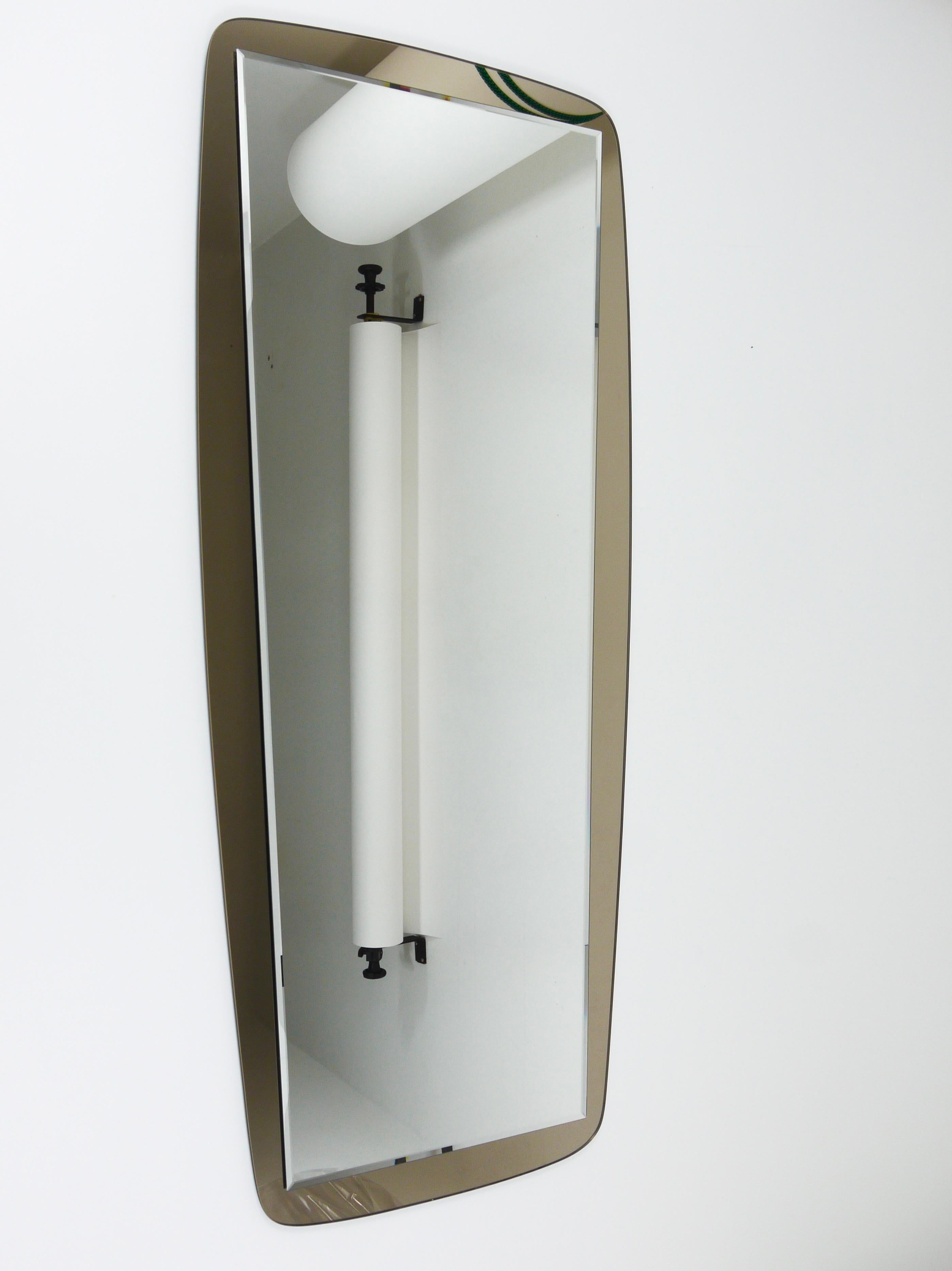 Cristal Arte Large Grey Mid-Century Wall Mirror, Italy, 1970s For Sale 3