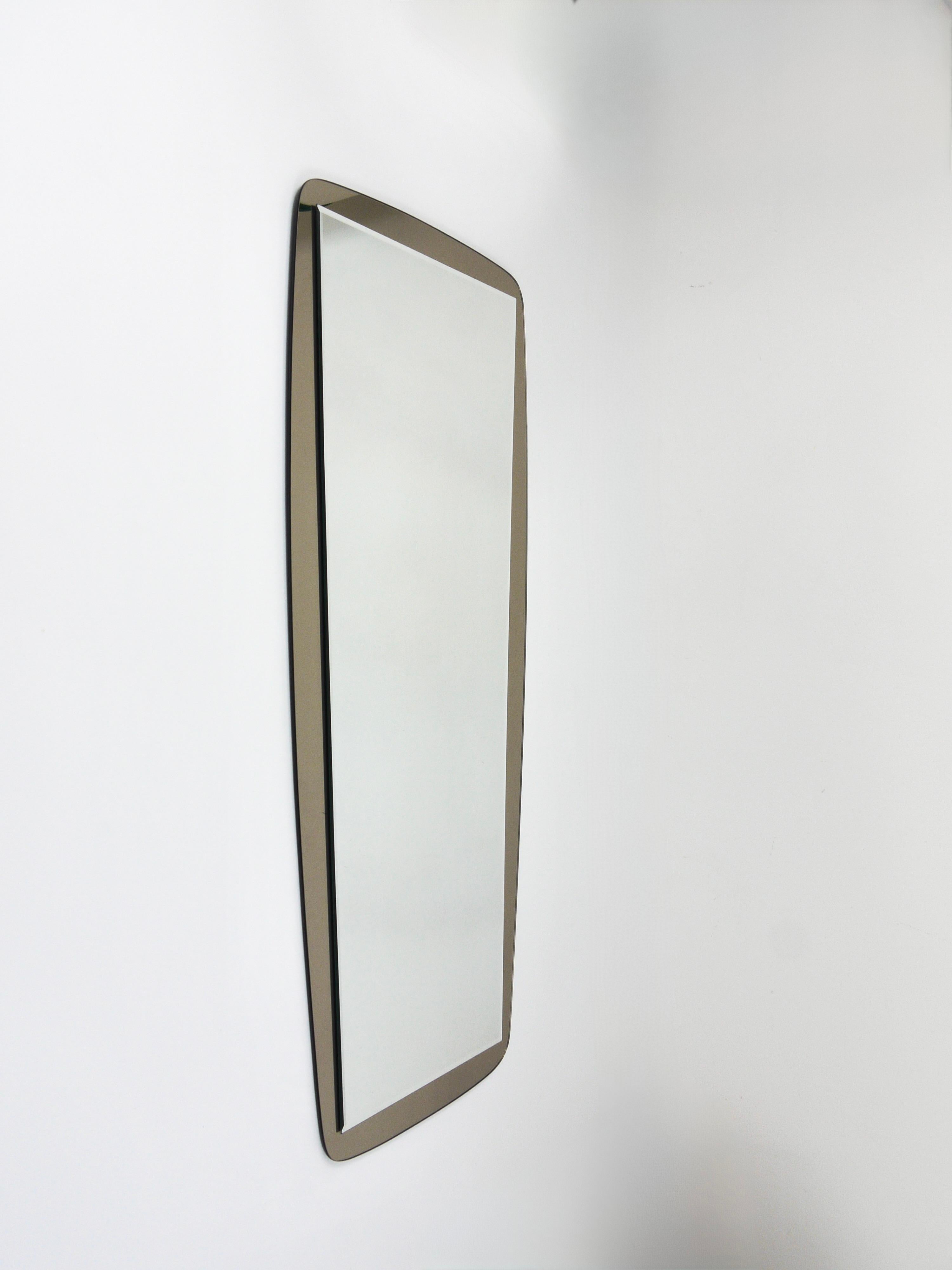 Cristal Arte Large Grey Mid-Century Wall Mirror, Italy, 1970s For Sale 5
