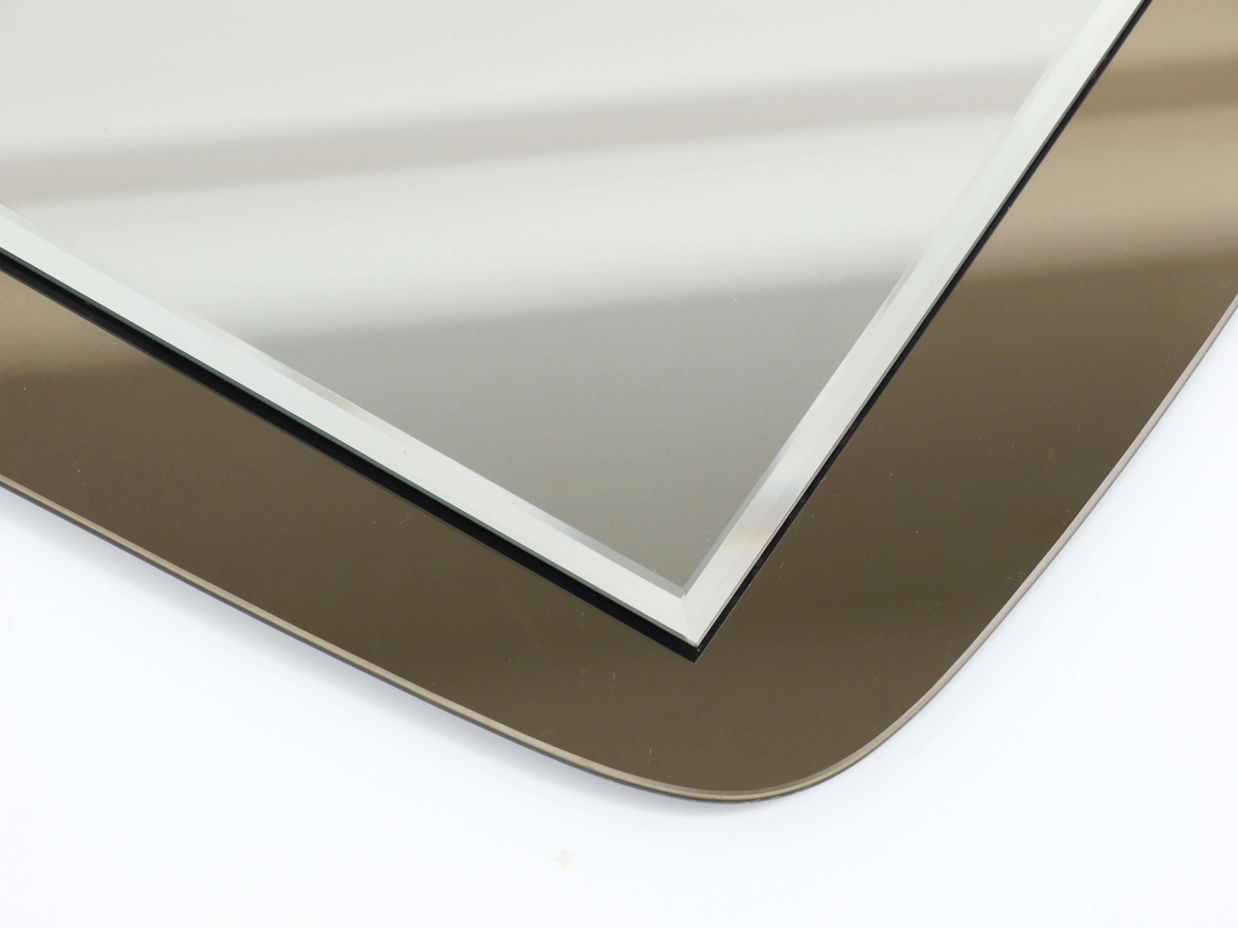 Cristal Arte Large Grey Mid-Century Wall Mirror, Italy, 1970s For Sale 6