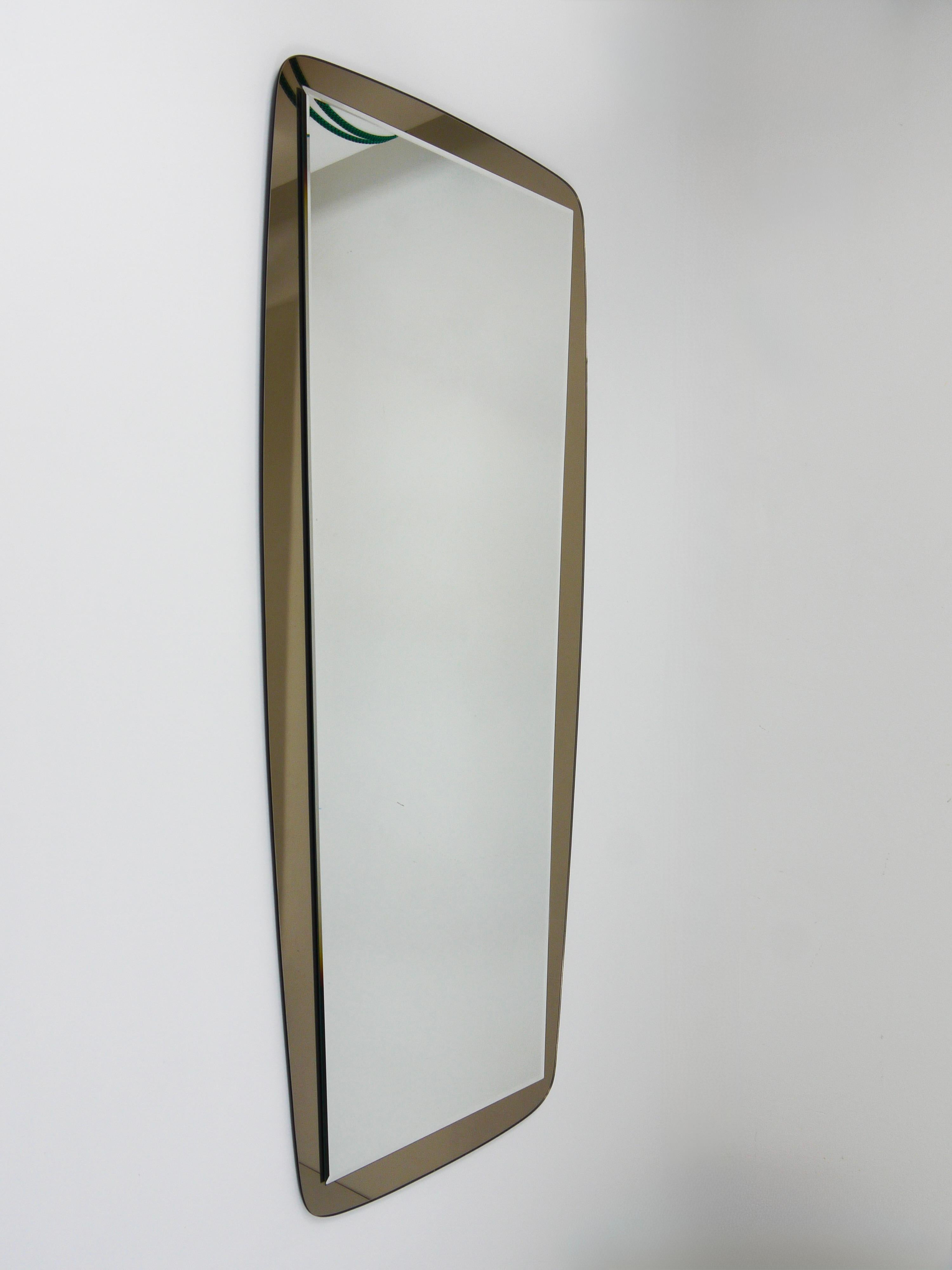 Cristal Arte Large Grey Mid-Century Wall Mirror, Italy, 1970s For Sale 7